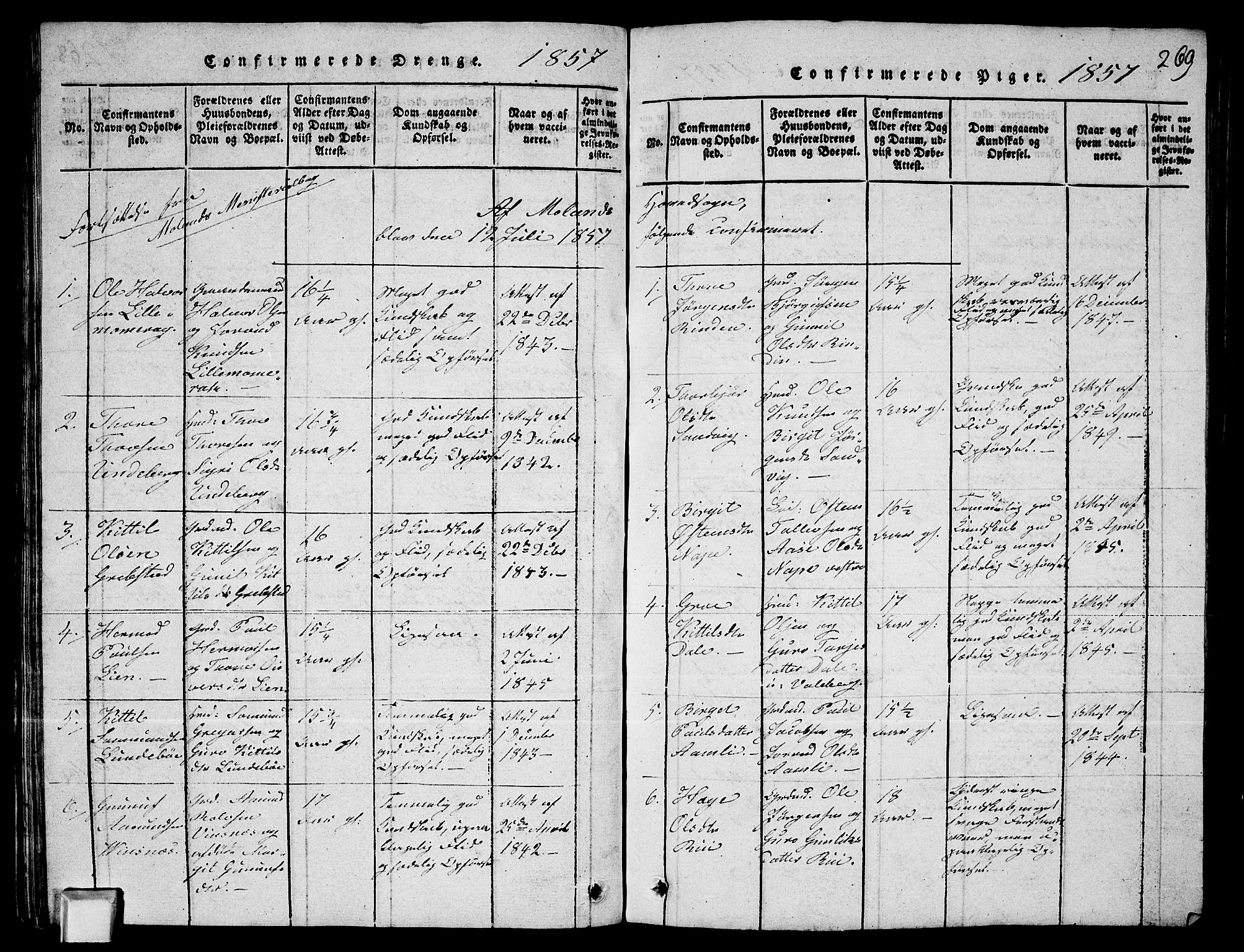 Fyresdal kirkebøker, SAKO/A-263/G/Ga/L0003: Parish register (copy) no. I 3, 1815-1863, p. 269