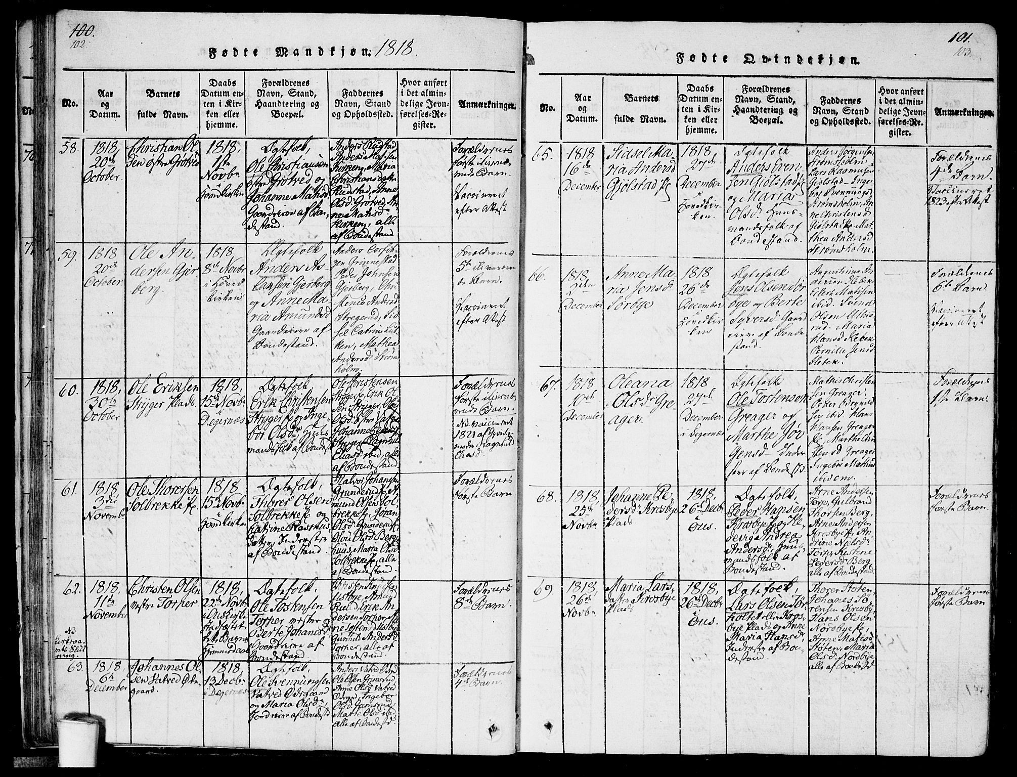 Rakkestad prestekontor Kirkebøker, AV/SAO-A-2008/F/Fa/L0006: Parish register (official) no. I 6, 1814-1824, p. 102-103