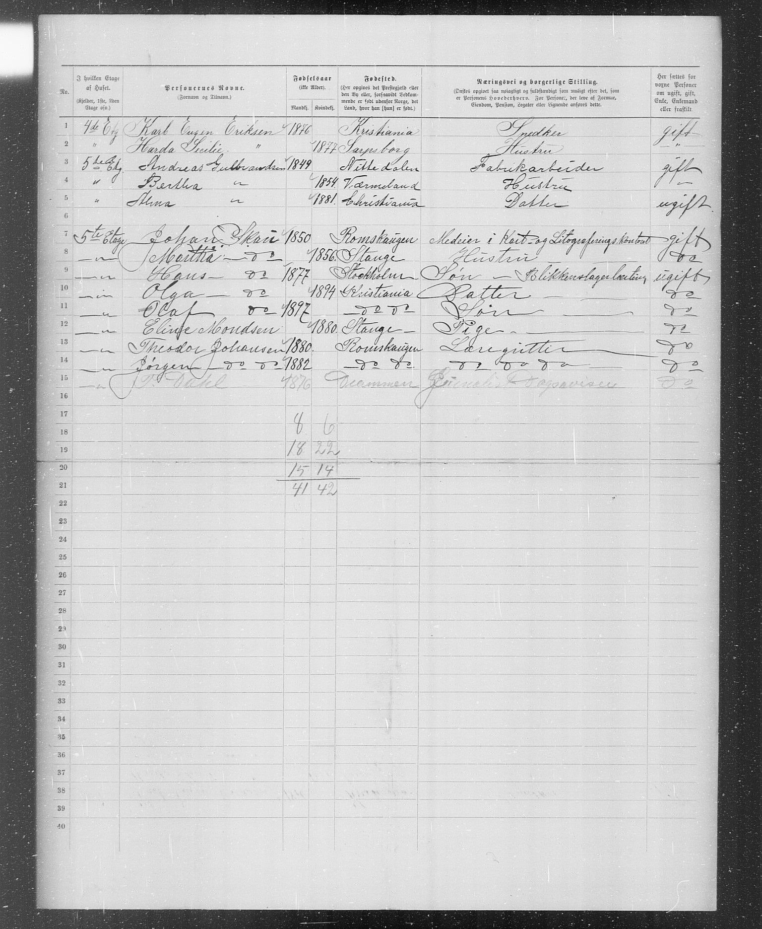 OBA, Municipal Census 1899 for Kristiania, 1899, p. 851