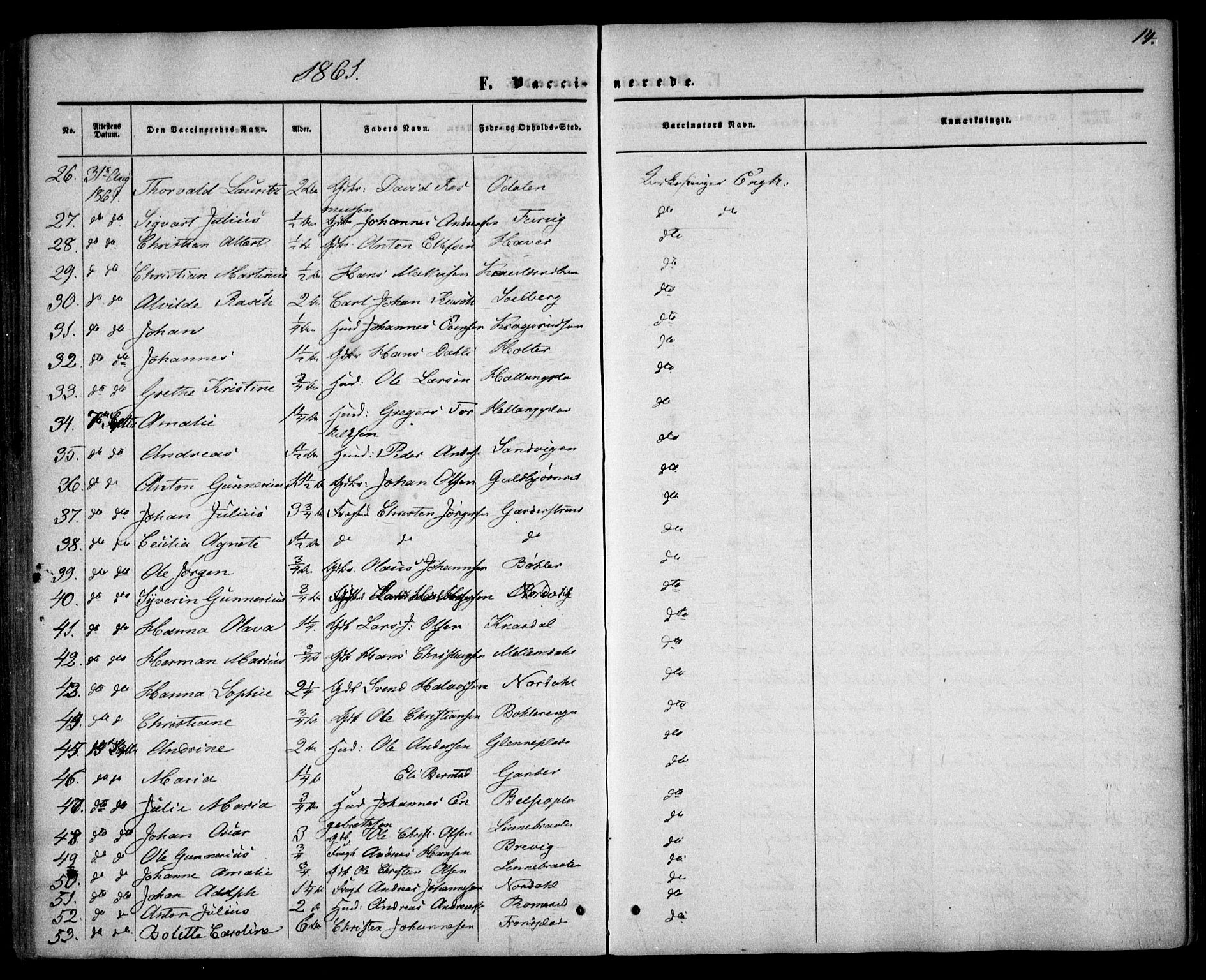 Drøbak prestekontor Kirkebøker, AV/SAO-A-10142a/F/Fa/L0002: Parish register (official) no. I 2, 1858-1870, p. 14