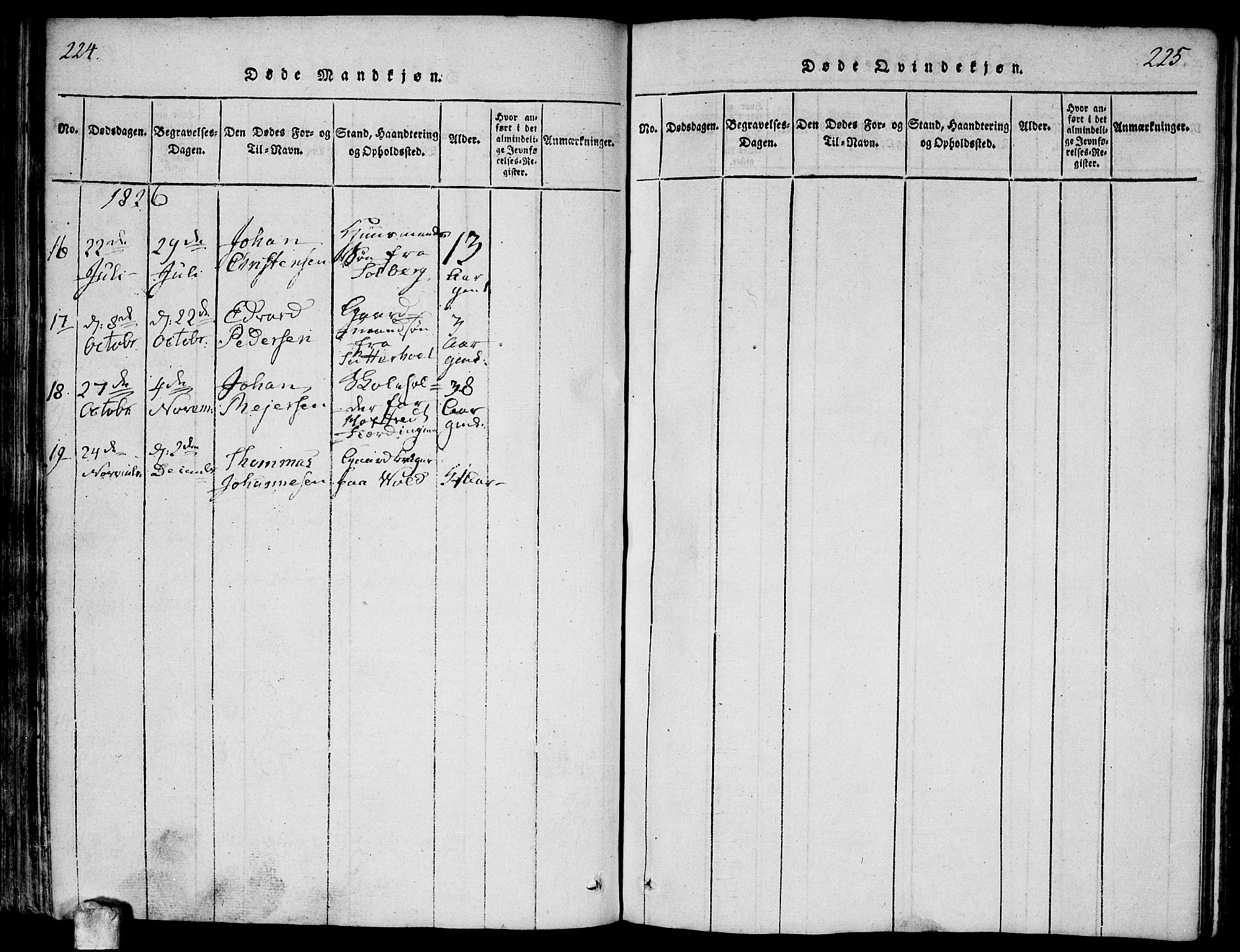 Ås prestekontor Kirkebøker, AV/SAO-A-10894/F/Fa/L0004: Parish register (official) no. I 4, 1818-1826, p. 224-225