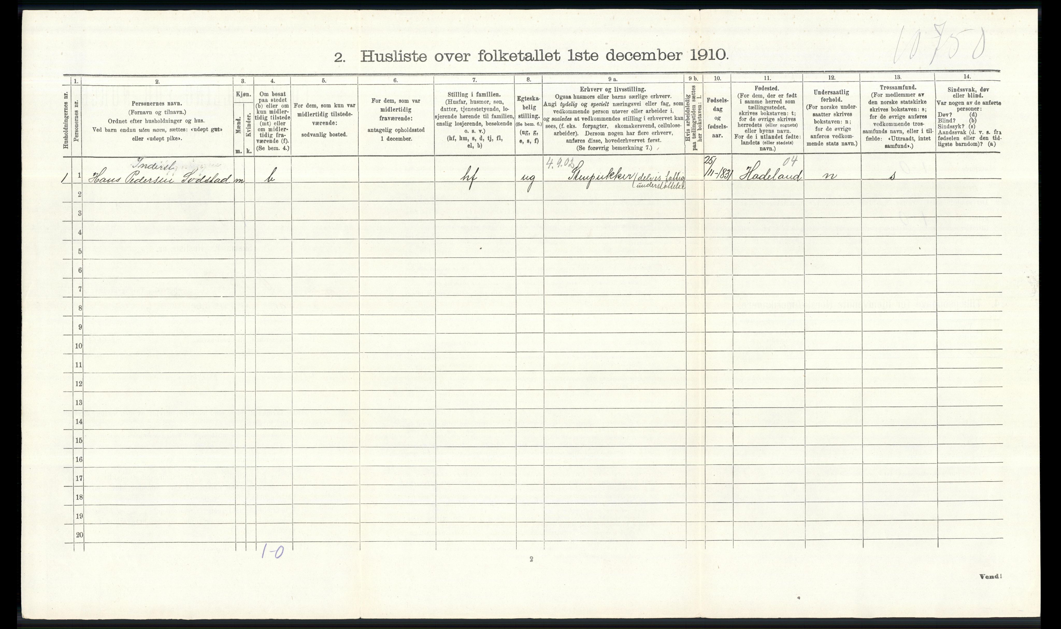 RA, 1910 census for Østre Toten, 1910, p. 2558