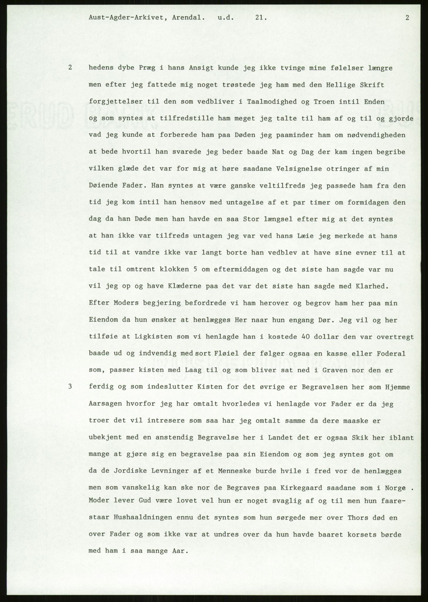 Samlinger til kildeutgivelse, Amerikabrevene, AV/RA-EA-4057/F/L0026: Innlån fra Aust-Agder: Aust-Agder-Arkivet - Erickson, 1838-1914, p. 287