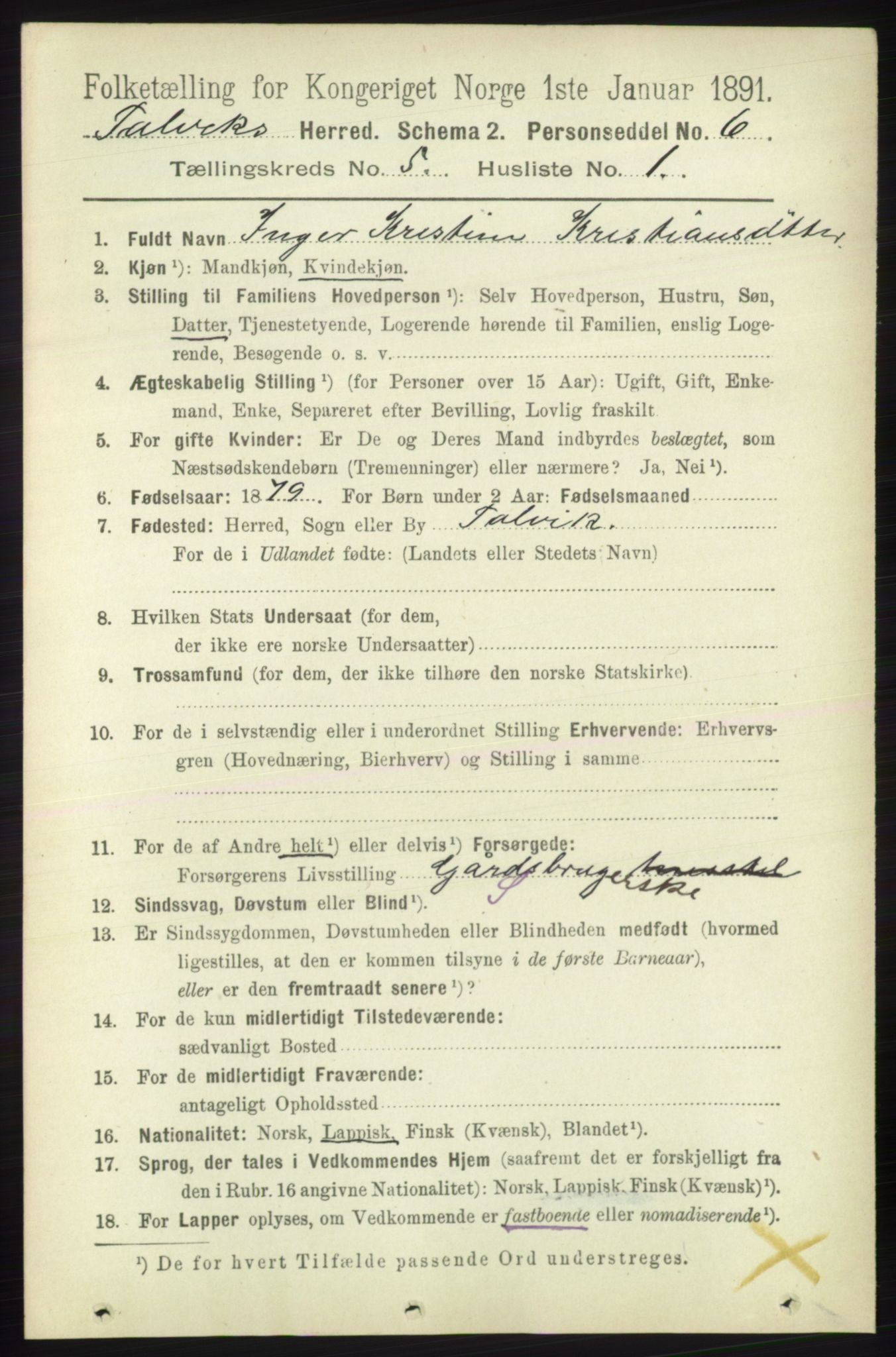 RA, 1891 census for 2013 Talvik, 1891, p. 1344