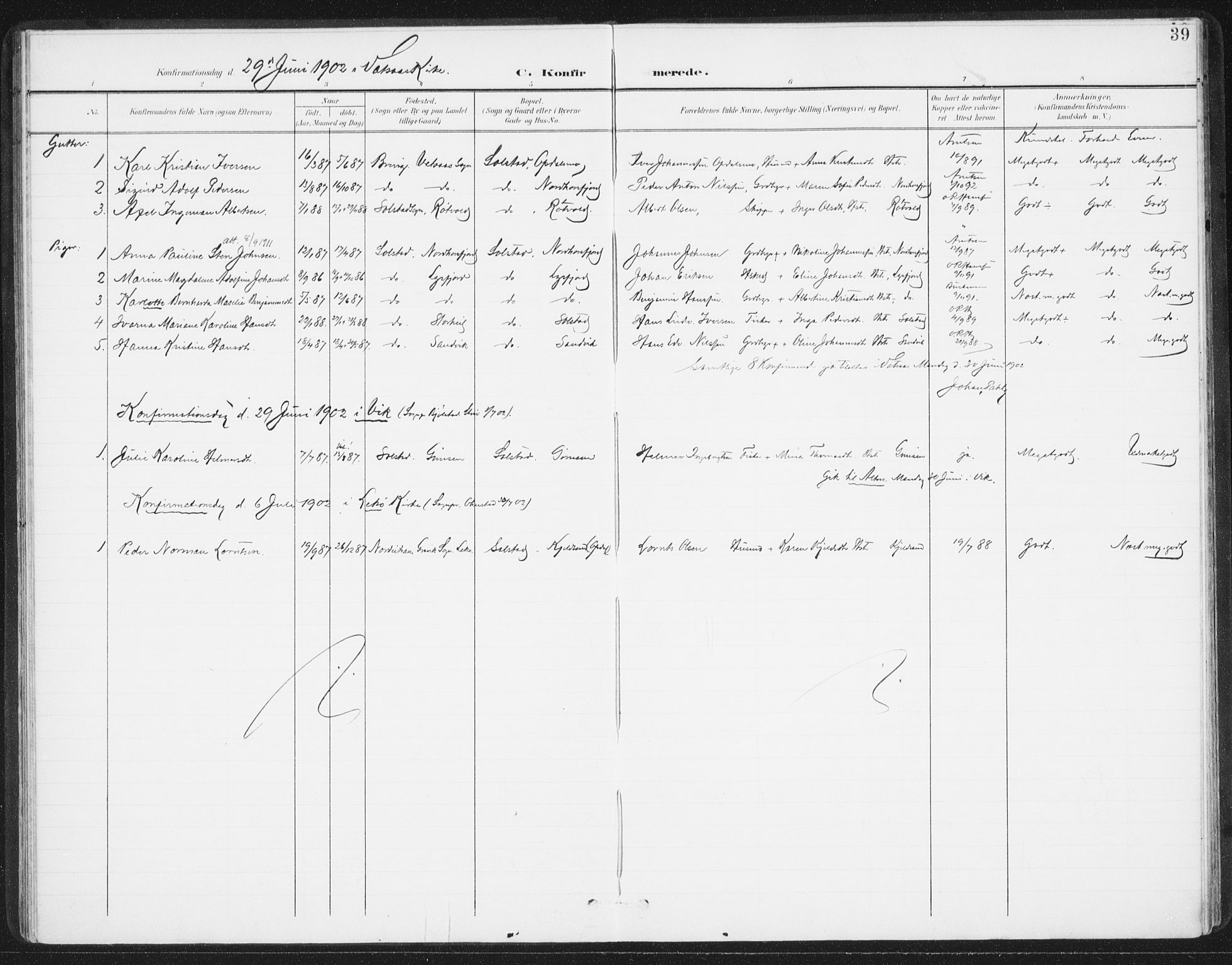 Ministerialprotokoller, klokkerbøker og fødselsregistre - Nordland, AV/SAT-A-1459/811/L0167: Parish register (official) no. 811A04, 1899-1913, p. 39