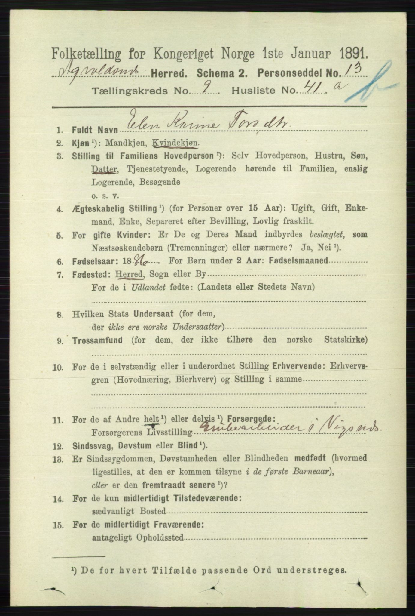 RA, 1891 census for 1147 Avaldsnes, 1891, p. 5517