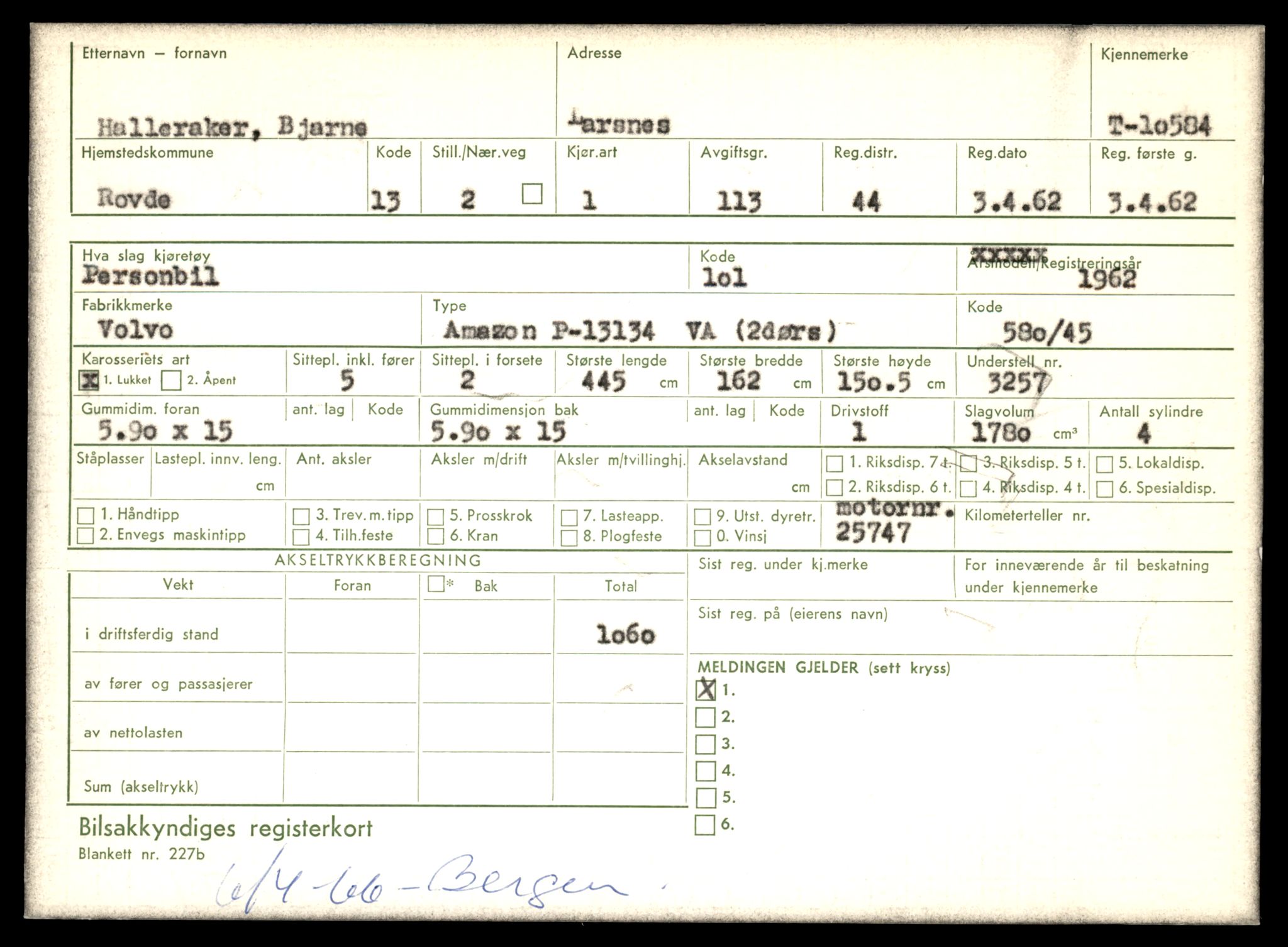 Møre og Romsdal vegkontor - Ålesund trafikkstasjon, AV/SAT-A-4099/F/Fe/L0022: Registreringskort for kjøretøy T 10584 - T 10694, 1927-1998, p. 13