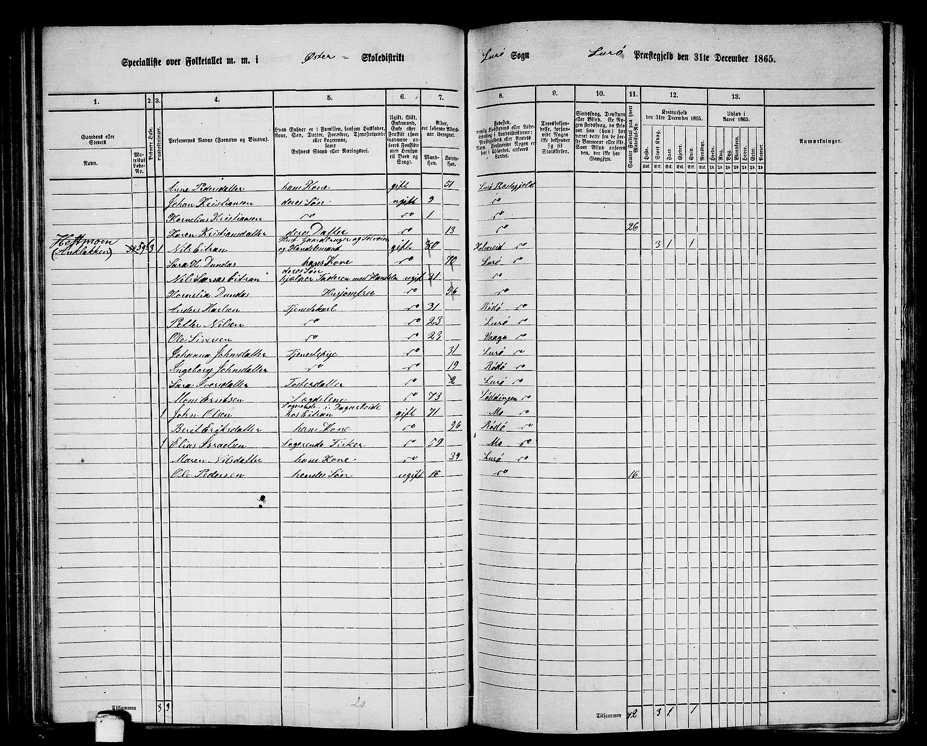 RA, 1865 census for Lurøy, 1865, p. 74