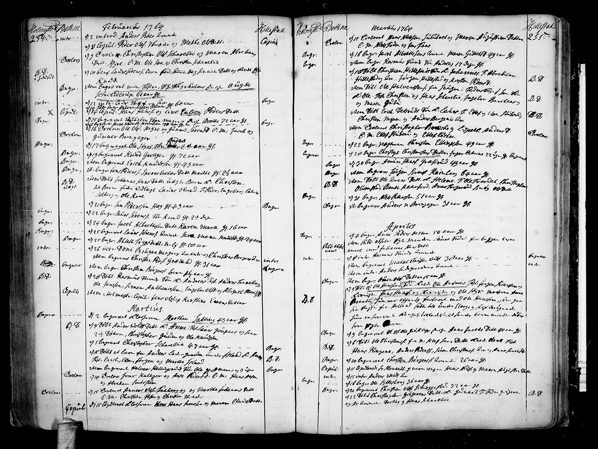 Botne kirkebøker, AV/SAKO-A-340/F/Fa/L0001a: Parish register (official) no. I 1A, 1707-1778, p. 254-255