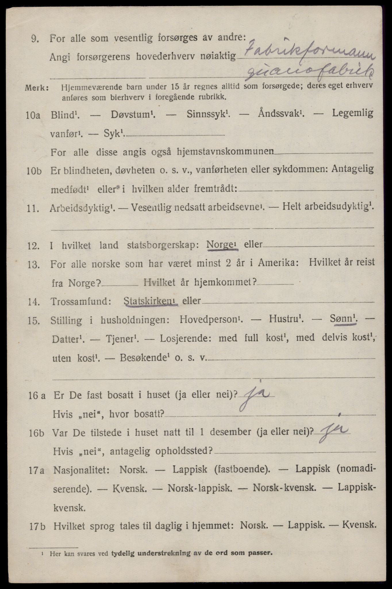 SAT, 1920 census for Flakstad, 1920, p. 1034