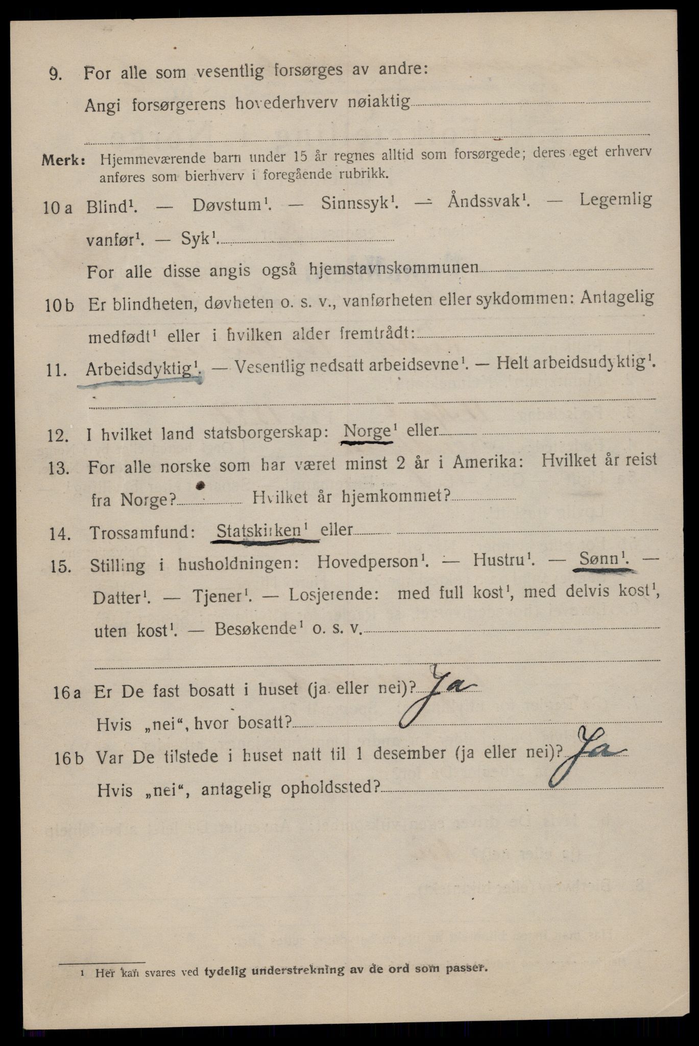 SAT, 1920 census for Trondheim, 1920, p. 91097