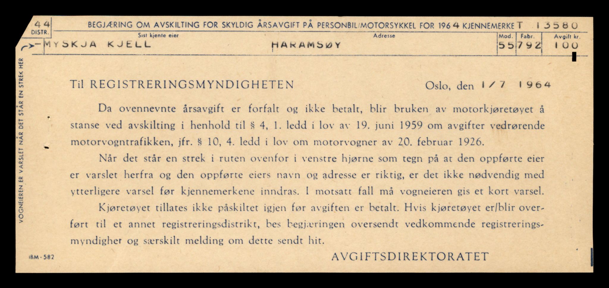 Møre og Romsdal vegkontor - Ålesund trafikkstasjon, SAT/A-4099/F/Fe/L0040: Registreringskort for kjøretøy T 13531 - T 13709, 1927-1998, p. 877