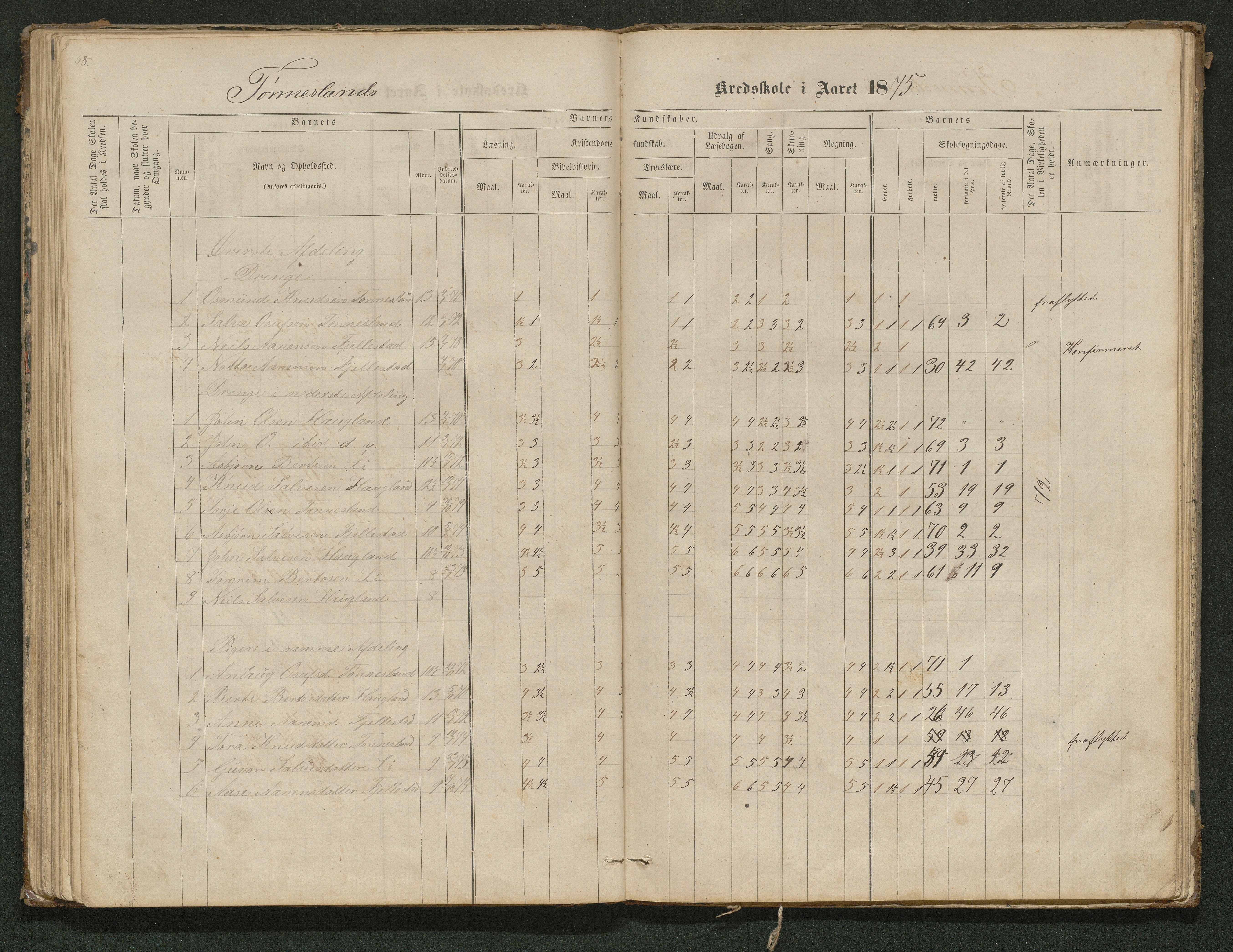 Hornnes kommune, Tønnesvold, Abusland skolekretser, AAKS/KA0936-550g/F1/L0001: Skoleprotokoll Abusland, Tønnesvold, 1864-1896, p. 68