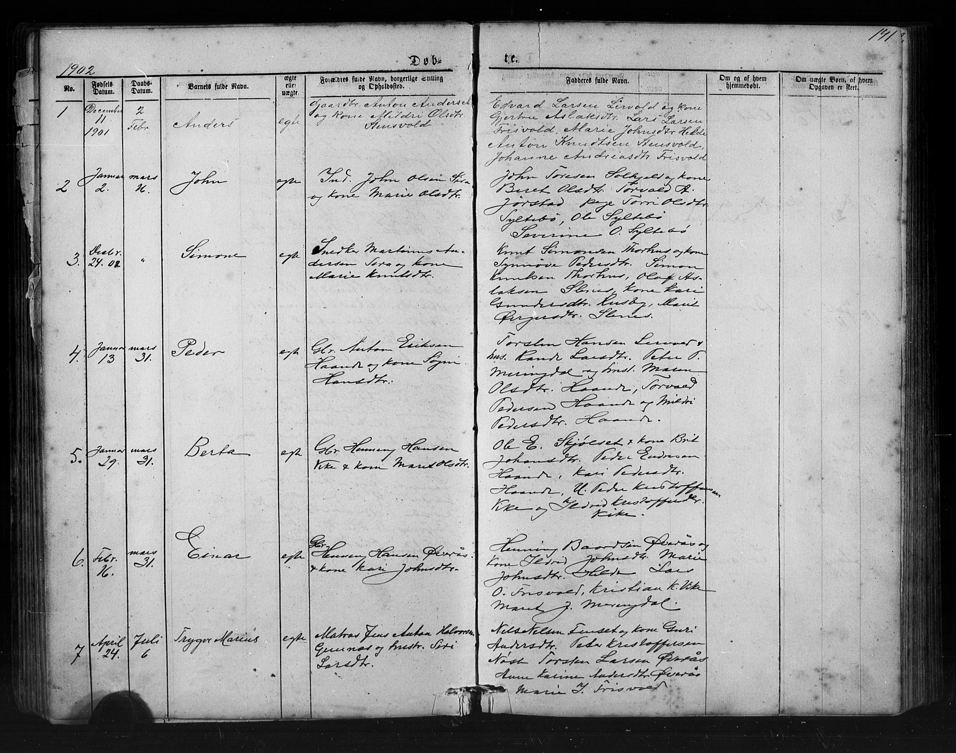 Ministerialprotokoller, klokkerbøker og fødselsregistre - Møre og Romsdal, SAT/A-1454/552/L0638: Parish register (copy) no. 552C01, 1867-1902, p. 141