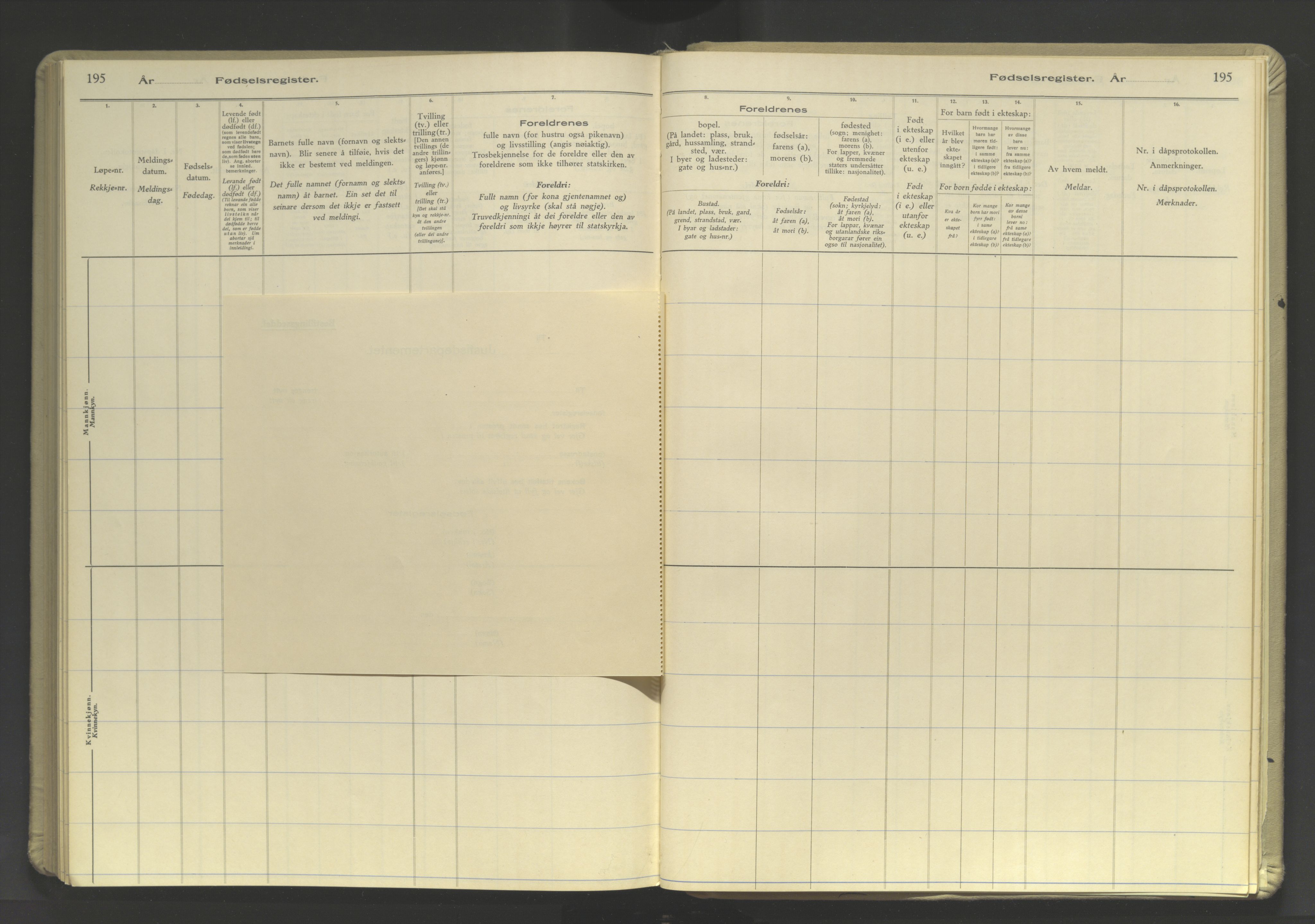 Ibestad sokneprestembete, AV/SATØ-S-0077/I/Ic/L0062: Birth register no. 62, 1930-1982, p. 195