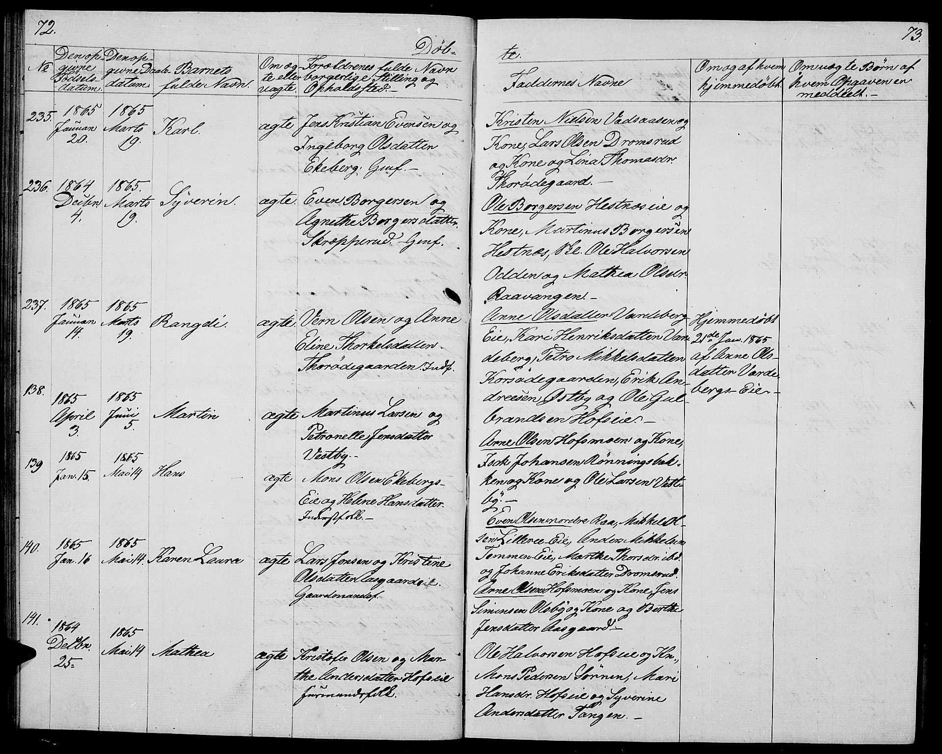 Stange prestekontor, AV/SAH-PREST-002/L/L0004: Parish register (copy) no. 4, 1861-1869, p. 72-73