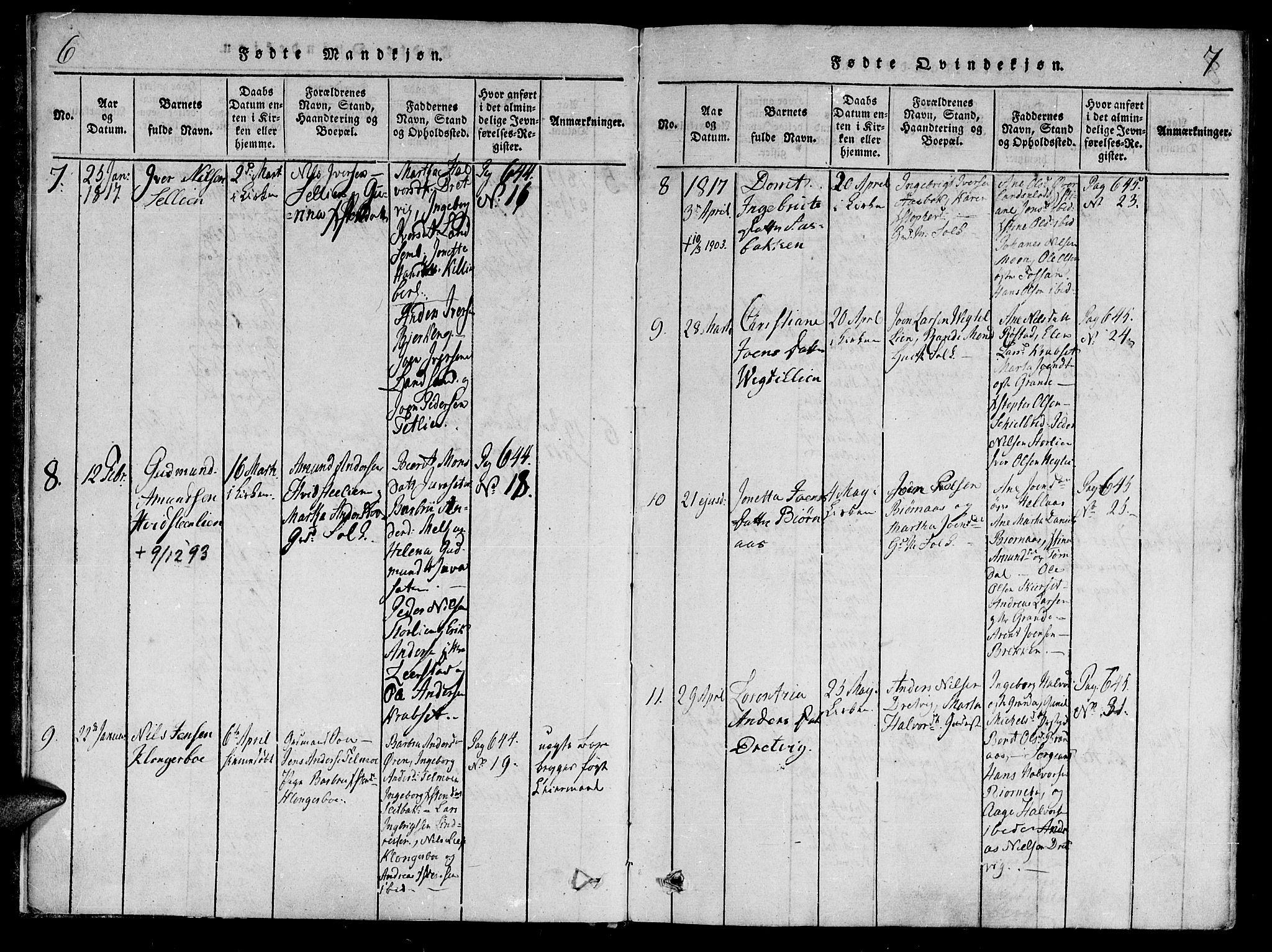 Ministerialprotokoller, klokkerbøker og fødselsregistre - Nord-Trøndelag, SAT/A-1458/701/L0005: Parish register (official) no. 701A05 /1, 1816-1825, p. 6-7