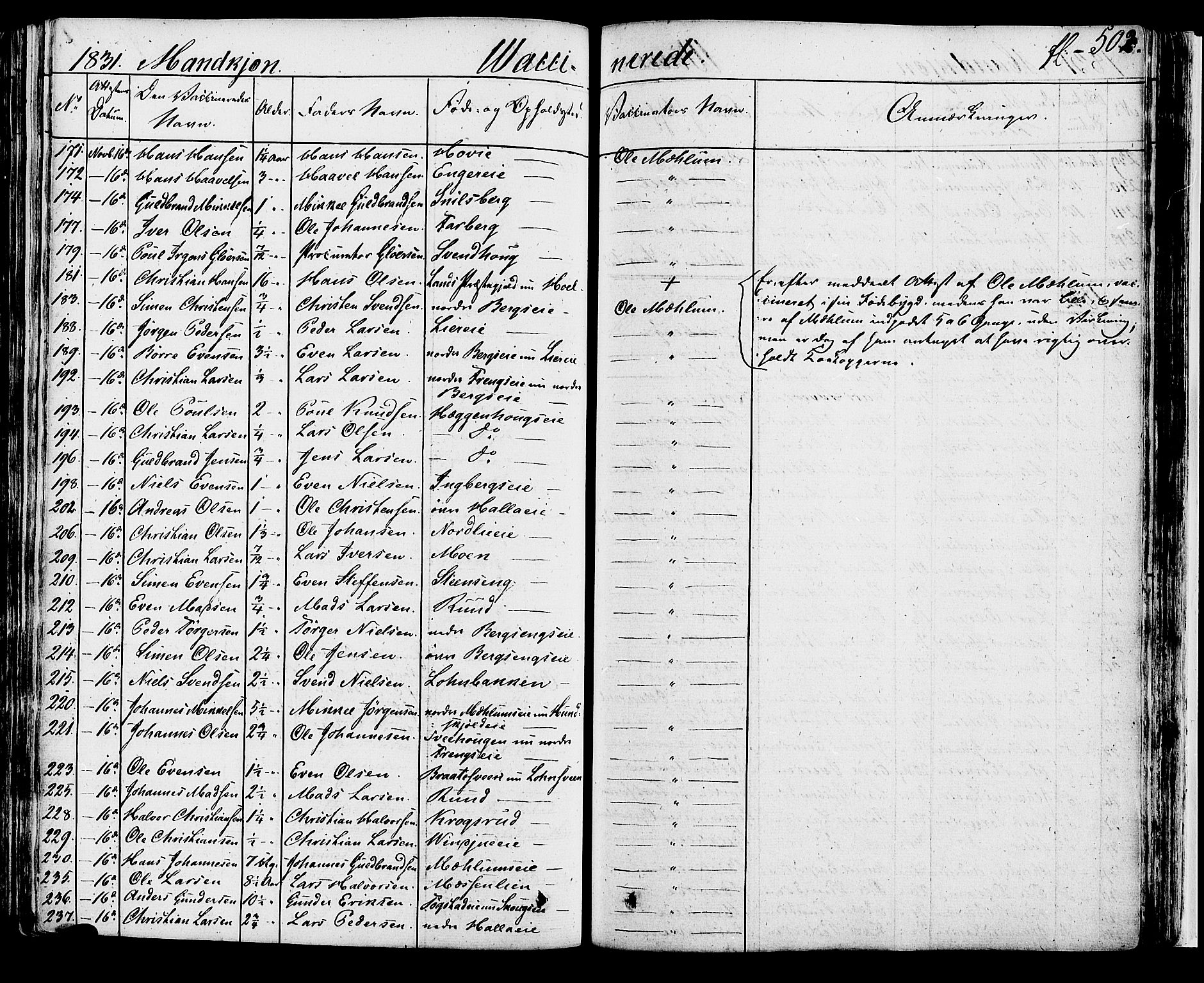 Ringsaker prestekontor, AV/SAH-PREST-014/K/Ka/L0007: Parish register (official) no. 7B, 1826-1837, p. 502