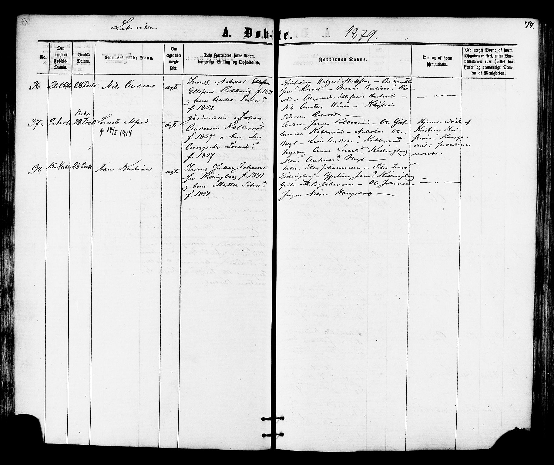 Ministerialprotokoller, klokkerbøker og fødselsregistre - Nord-Trøndelag, AV/SAT-A-1458/701/L0009: Parish register (official) no. 701A09 /1, 1864-1882, p. 77