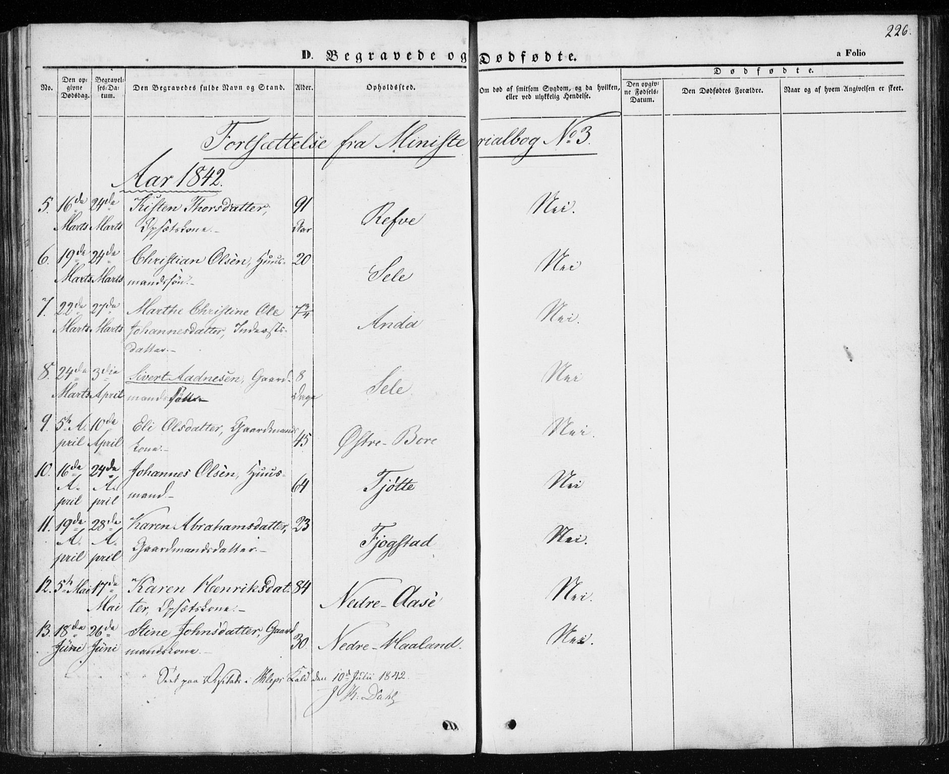 Klepp sokneprestkontor, SAST/A-101803/001/3/30BA/L0004: Parish register (official) no. A 4, 1842-1852, p. 226