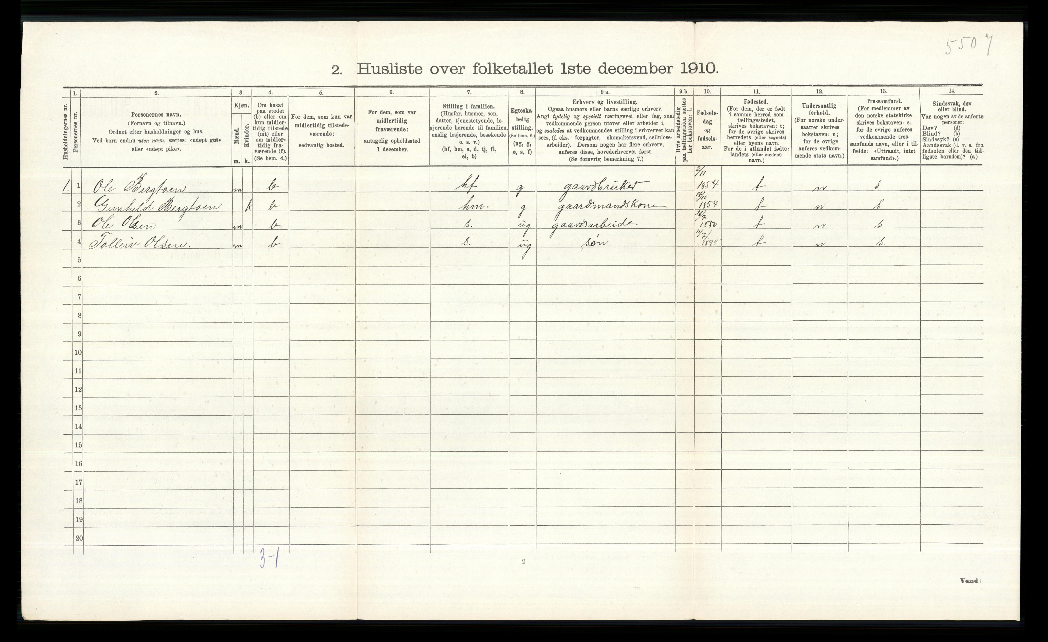 RA, 1910 census for Ål, 1910, p. 784