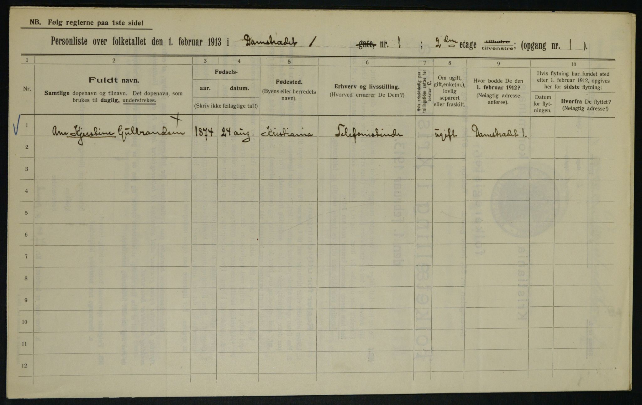 OBA, Municipal Census 1913 for Kristiania, 1913, p. 14422