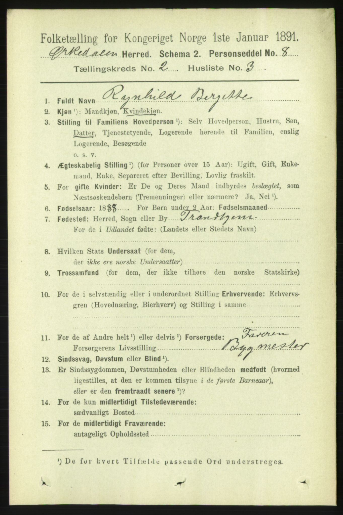 RA, 1891 census for 1638 Orkdal, 1891, p. 975