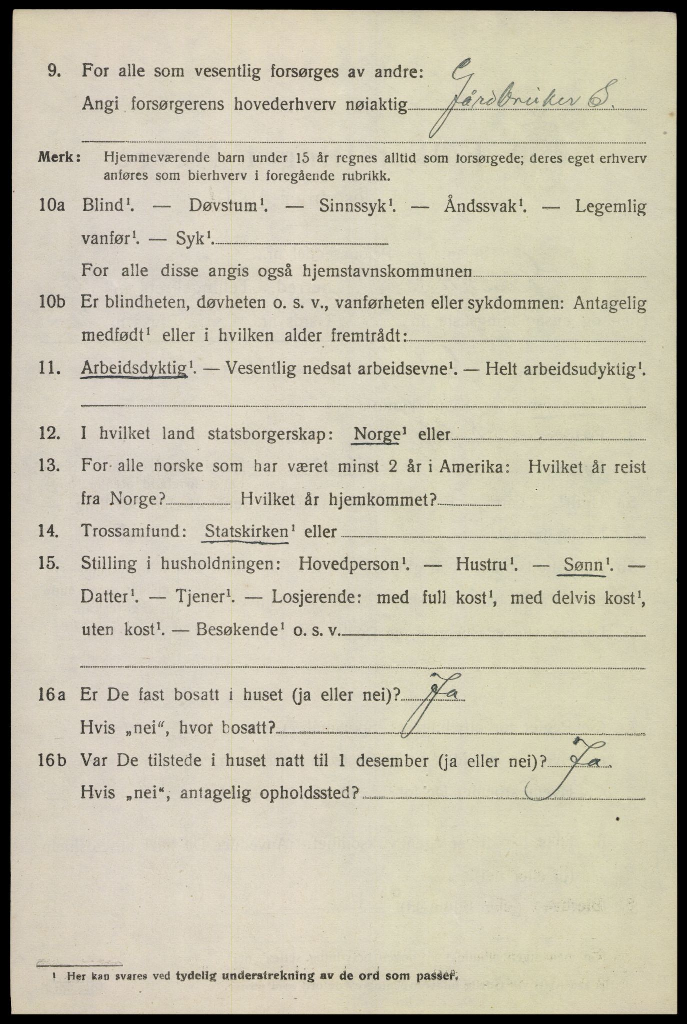SAK, 1920 census for Grindheim, 1920, p. 1884