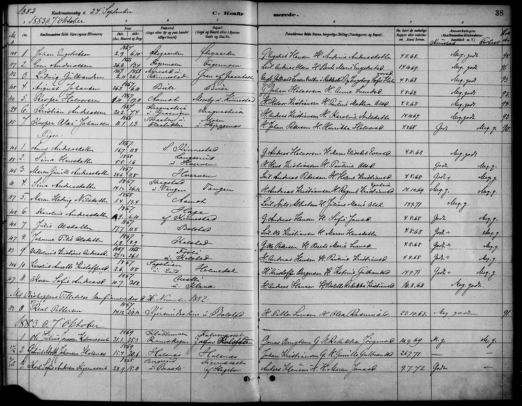 Høland prestekontor Kirkebøker, AV/SAO-A-10346a/F/Fc/L0001: Parish register (official) no. III 1, 1880-1897, p. 38