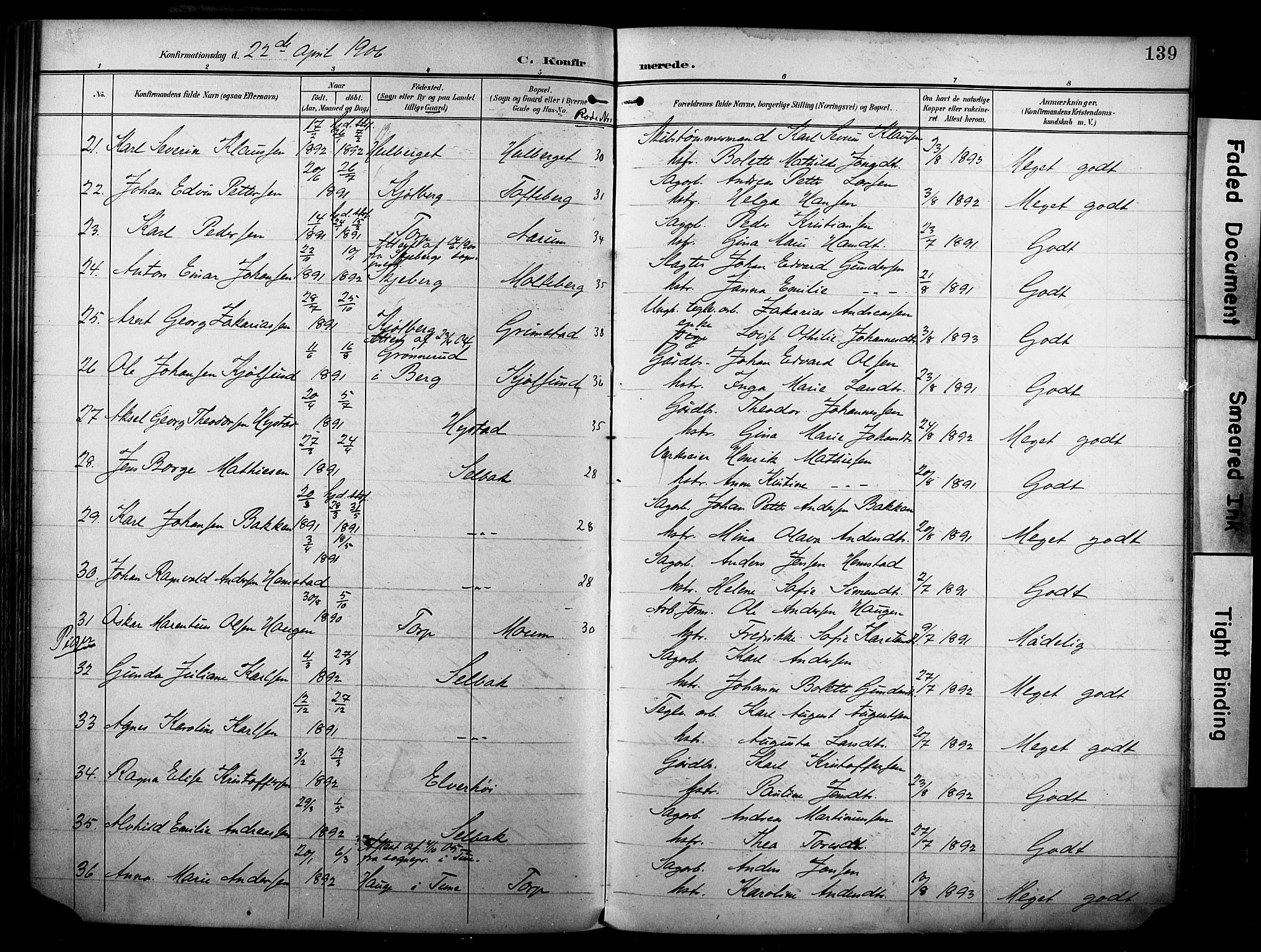 Borge prestekontor Kirkebøker, SAO/A-10903/F/Fa/L0009: Parish register (official) no. I 9, 1902-1911, p. 139