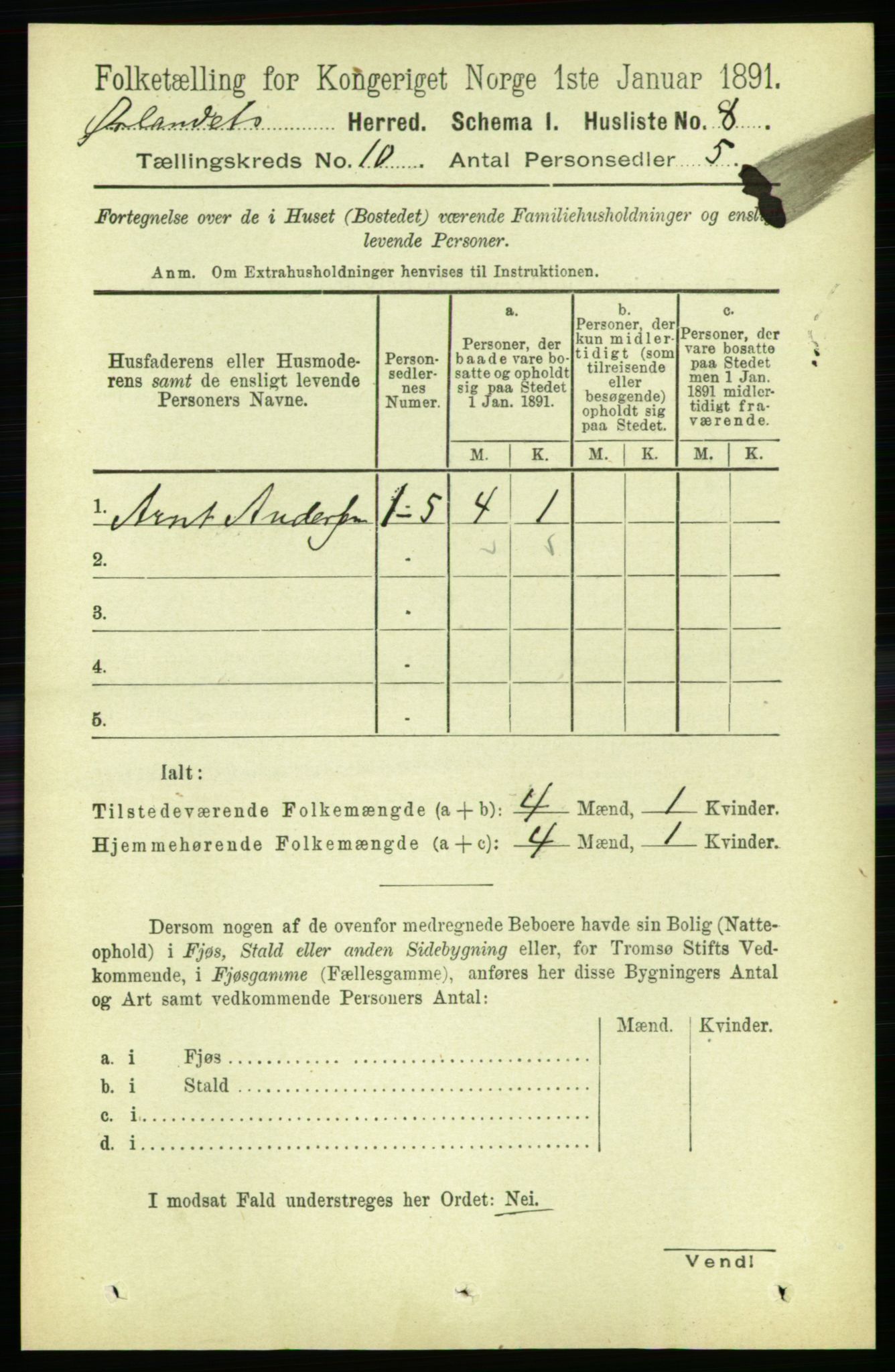 RA, 1891 census for 1621 Ørland, 1891, p. 4110