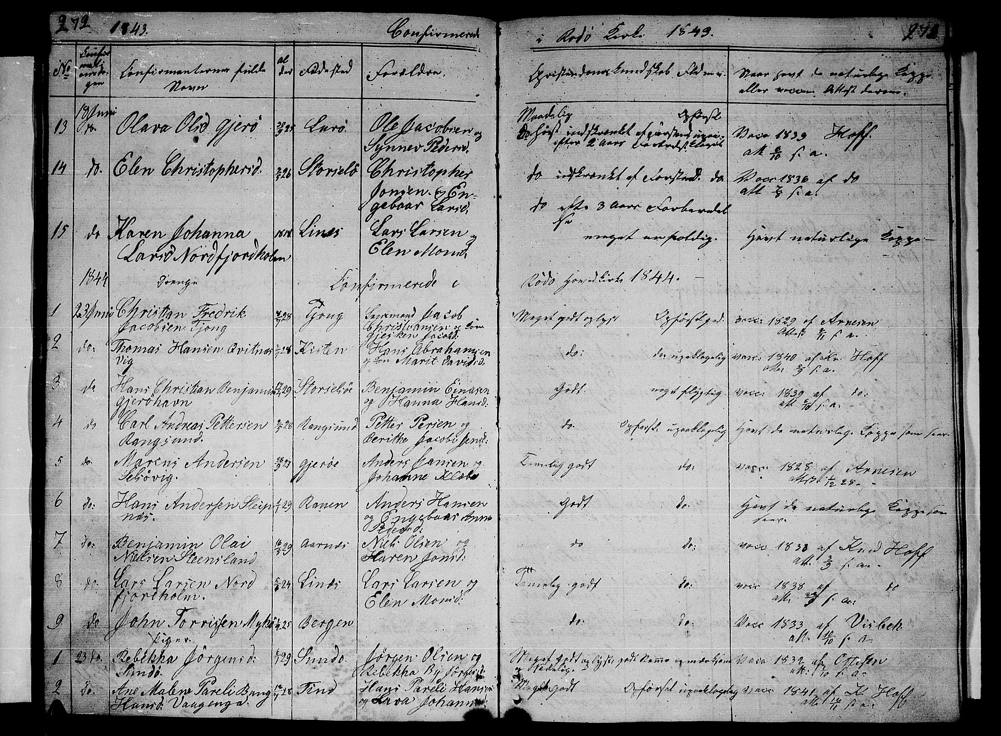 Ministerialprotokoller, klokkerbøker og fødselsregistre - Nordland, AV/SAT-A-1459/841/L0618: Parish register (copy) no. 841C02, 1833-1855, p. 272-273