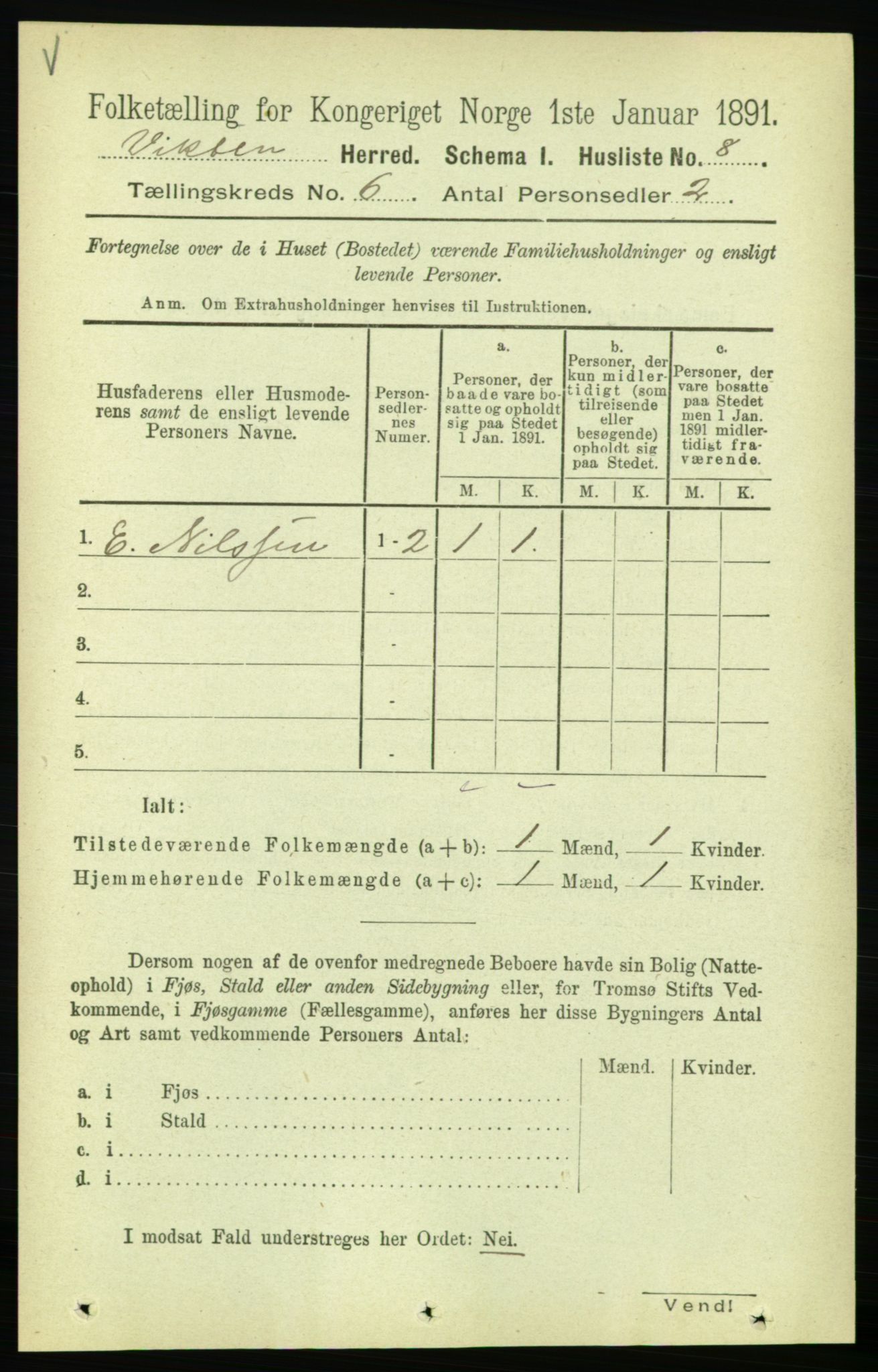 RA, 1891 census for 1750 Vikna, 1891, p. 3156