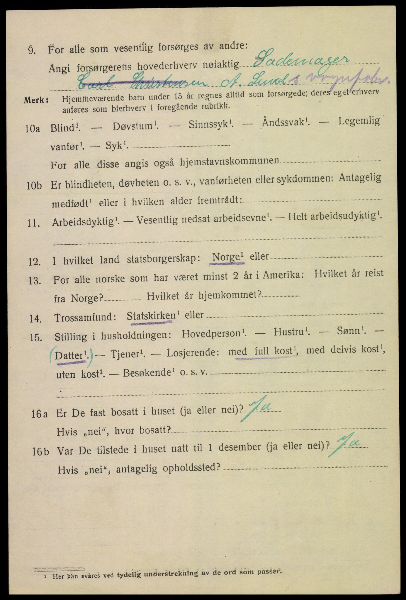 SAH, 1920 census for Hamar, 1920, p. 7518