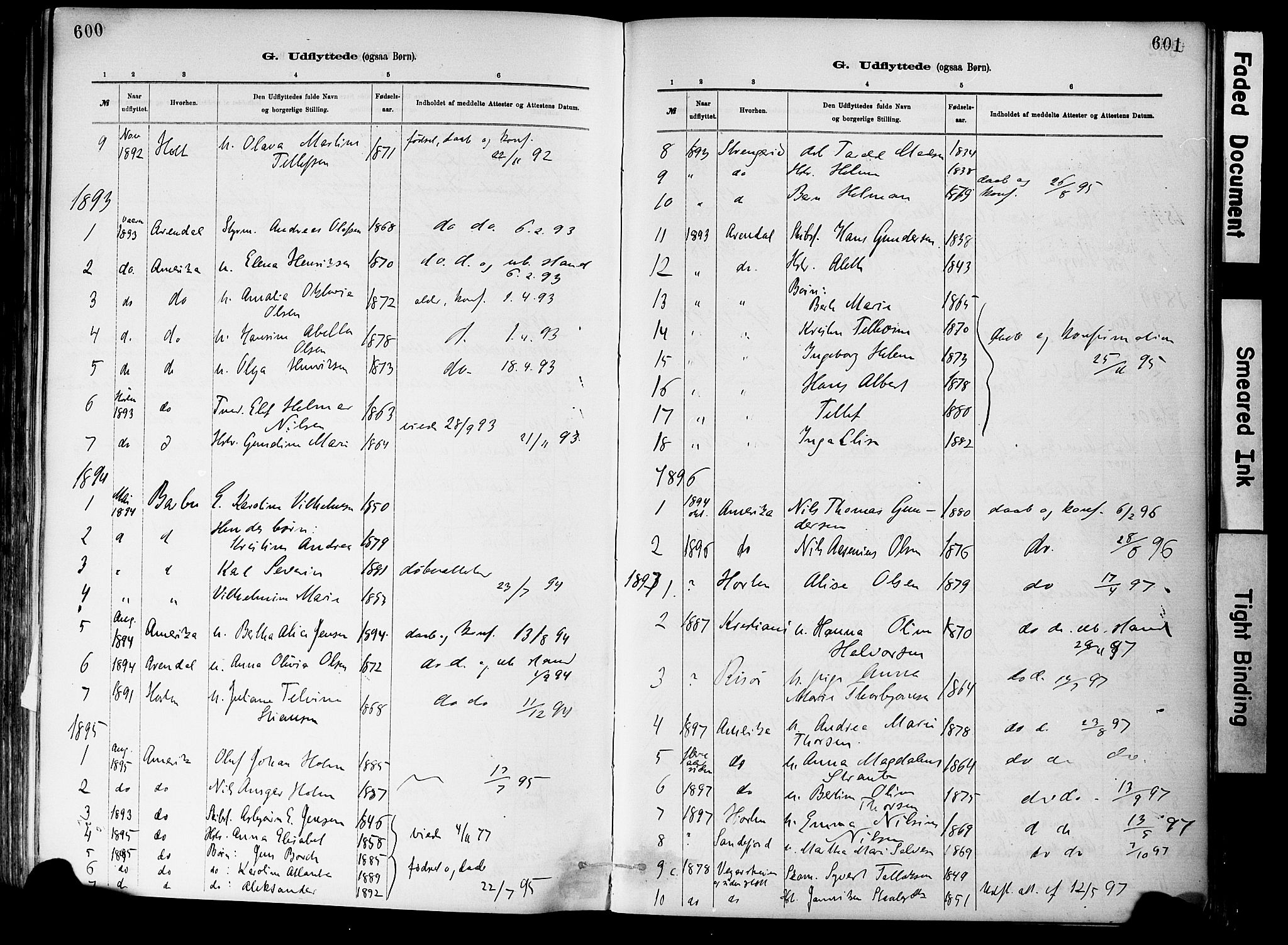 Dypvåg sokneprestkontor, SAK/1111-0007/F/Fa/Fab/L0001: Parish register (official) no. A 1, 1885-1912, p. 600-601