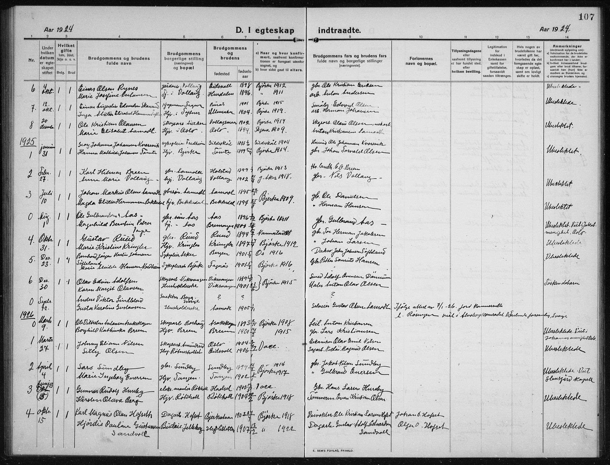 Nannestad prestekontor Kirkebøker, SAO/A-10414a/G/Gc/L0002: Parish register (copy) no. III 2, 1917-1940, p. 107