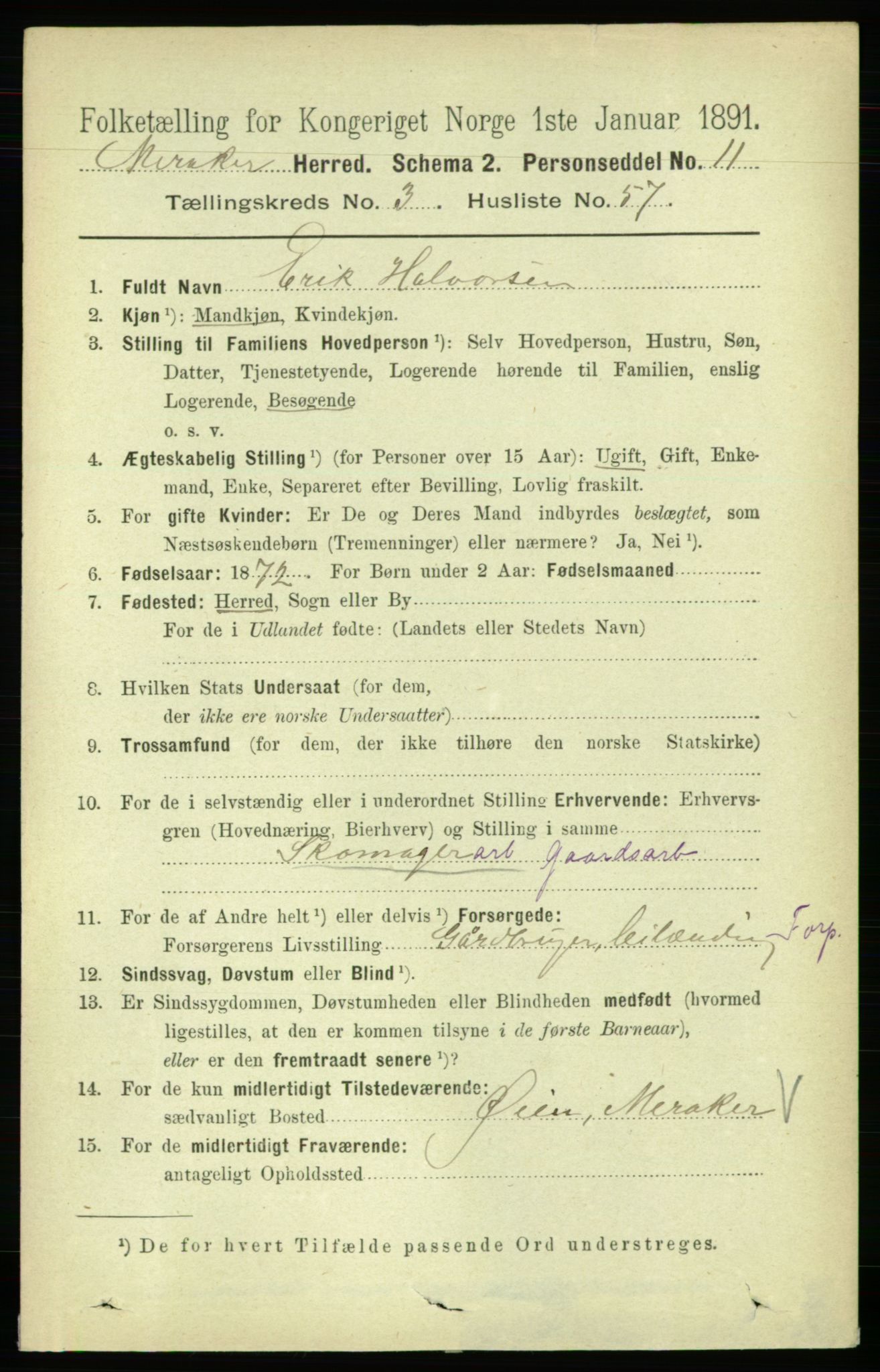 RA, 1891 census for 1711 Meråker, 1891, p. 1563