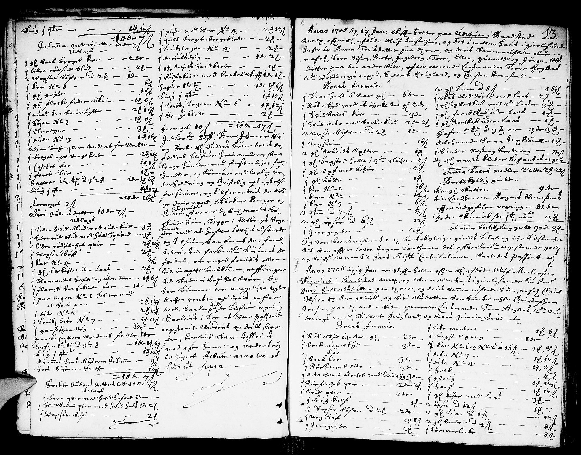 Heggen og Frøland sorenskriveri I, AV/SAO-A-11556/H/Hb/L0004: Skifteprotokoll, 1705-1710, p. 12b-13a