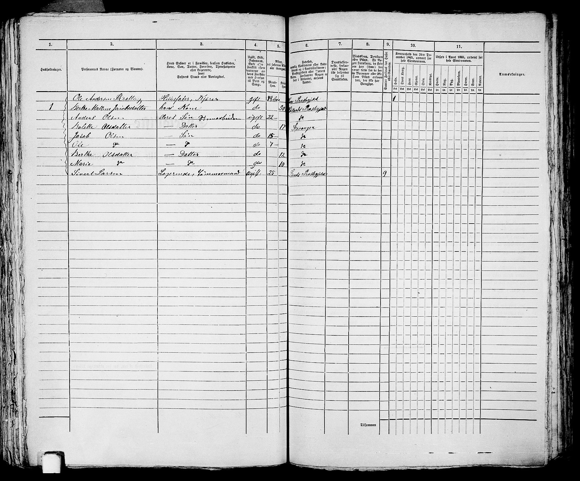 RA, 1865 census for Stavanger, 1865, p. 2741