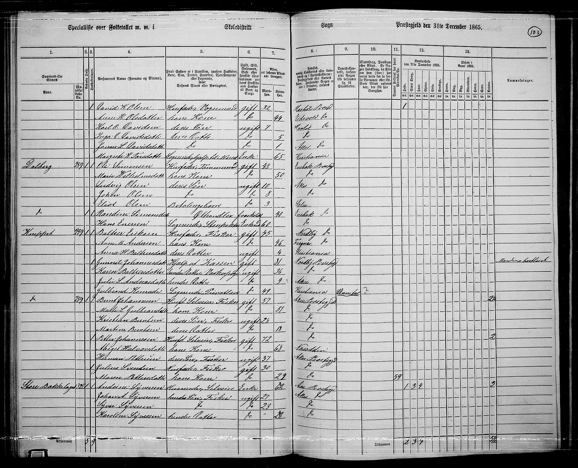 RA, 1865 census for Østre Aker, 1865, p. 327