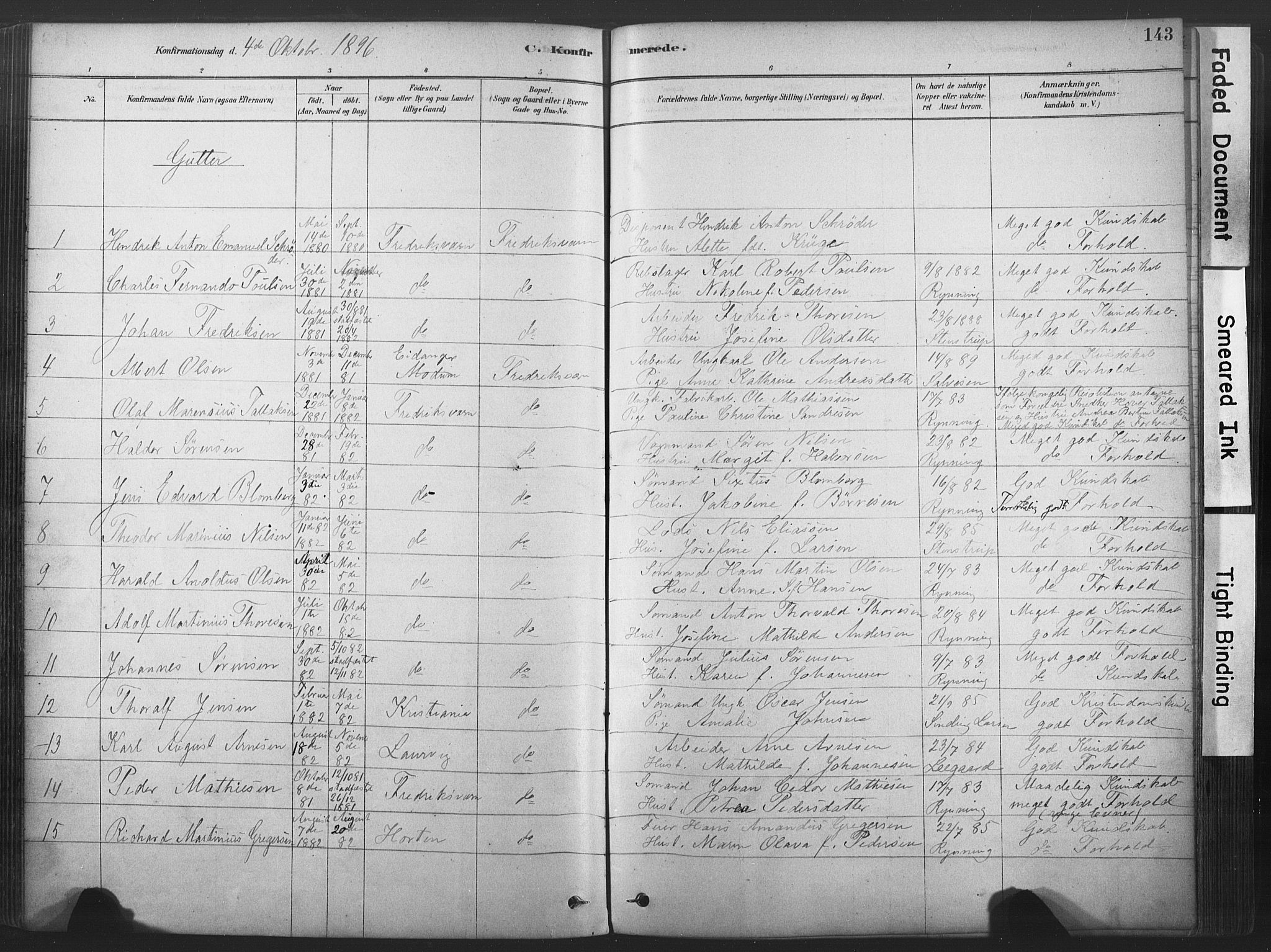 Stavern kirkebøker, AV/SAKO-A-318/F/Fa/L0008: Parish register (official) no. 8, 1878-1905, p. 143