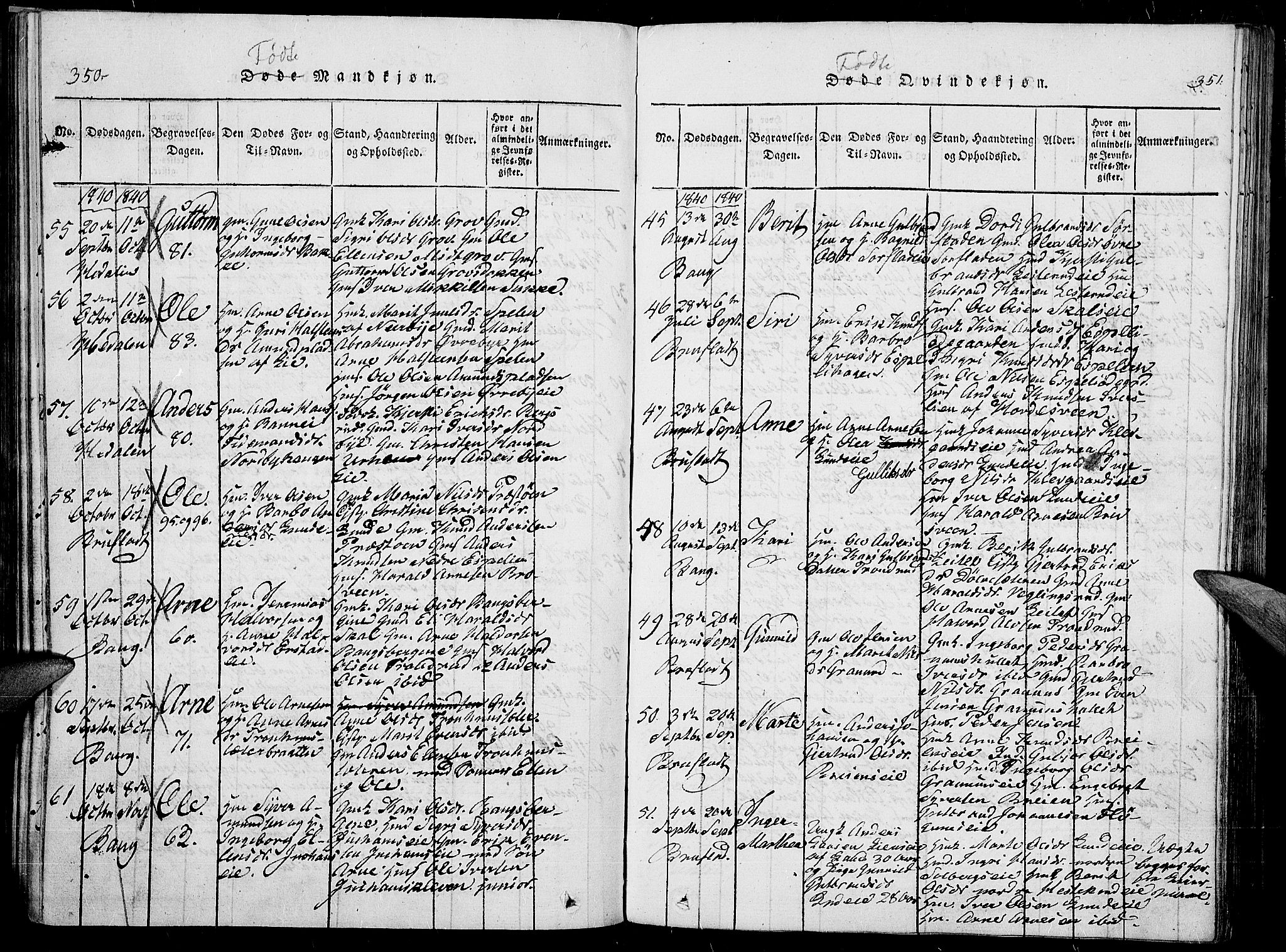 Sør-Aurdal prestekontor, AV/SAH-PREST-128/H/Ha/Haa/L0003: Parish register (official) no. 3, 1825-1840, p. 350-351