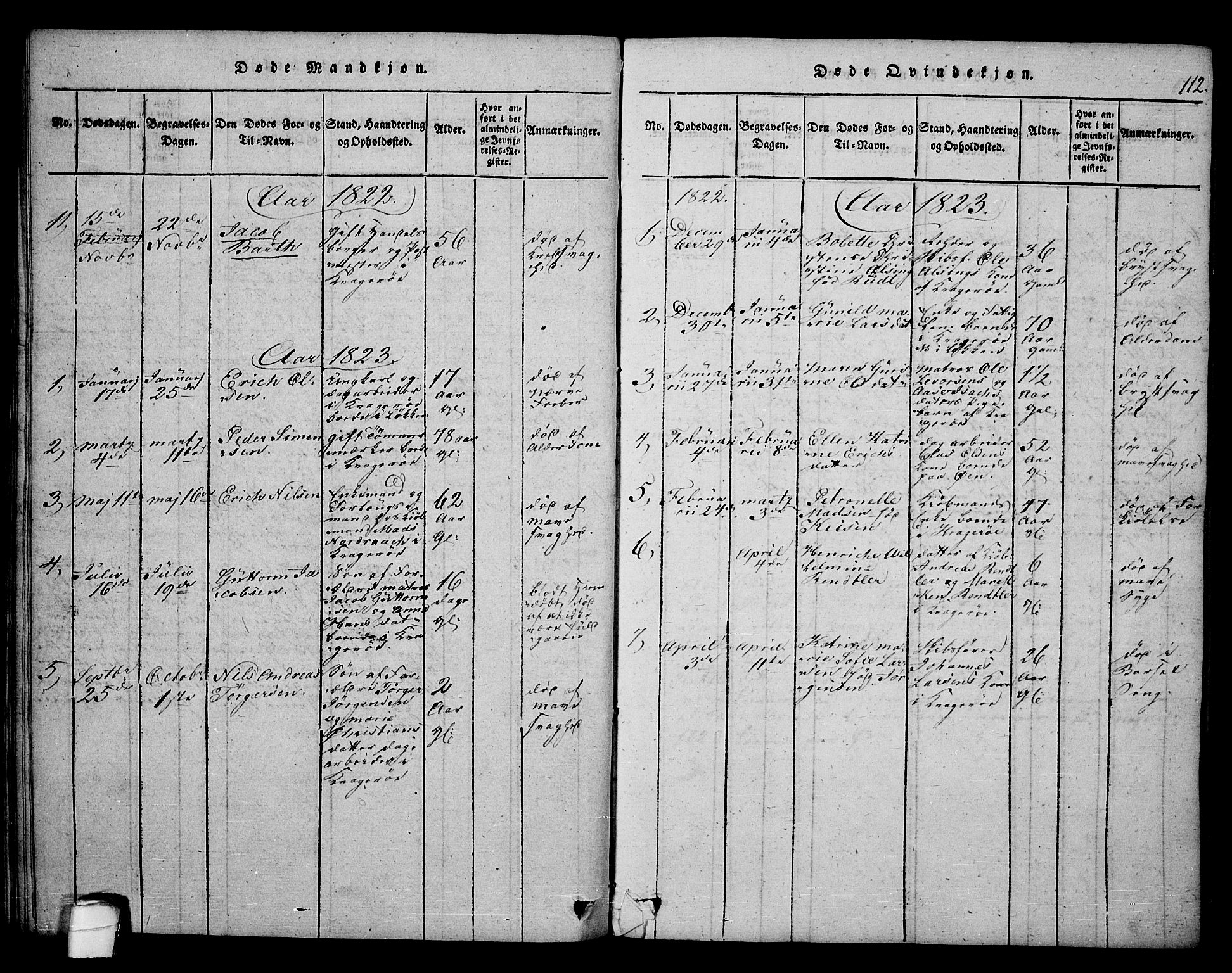 Kragerø kirkebøker, SAKO/A-278/F/Fa/L0004: Parish register (official) no. 4, 1814-1831, p. 112
