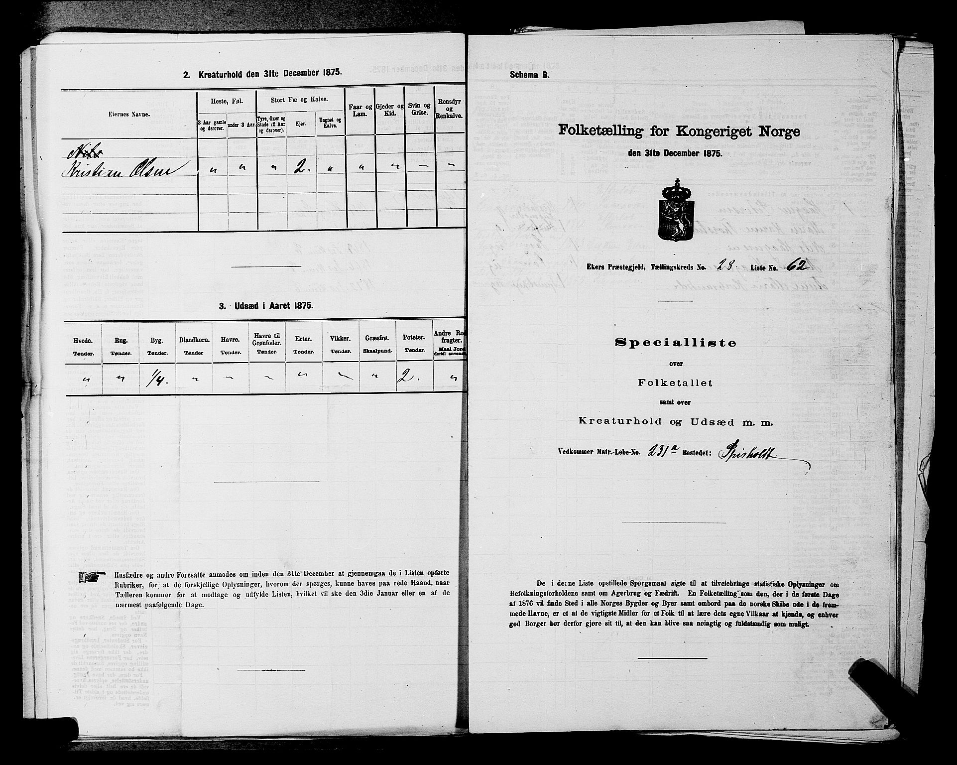 SAKO, 1875 census for 0624P Eiker, 1875, p. 4952