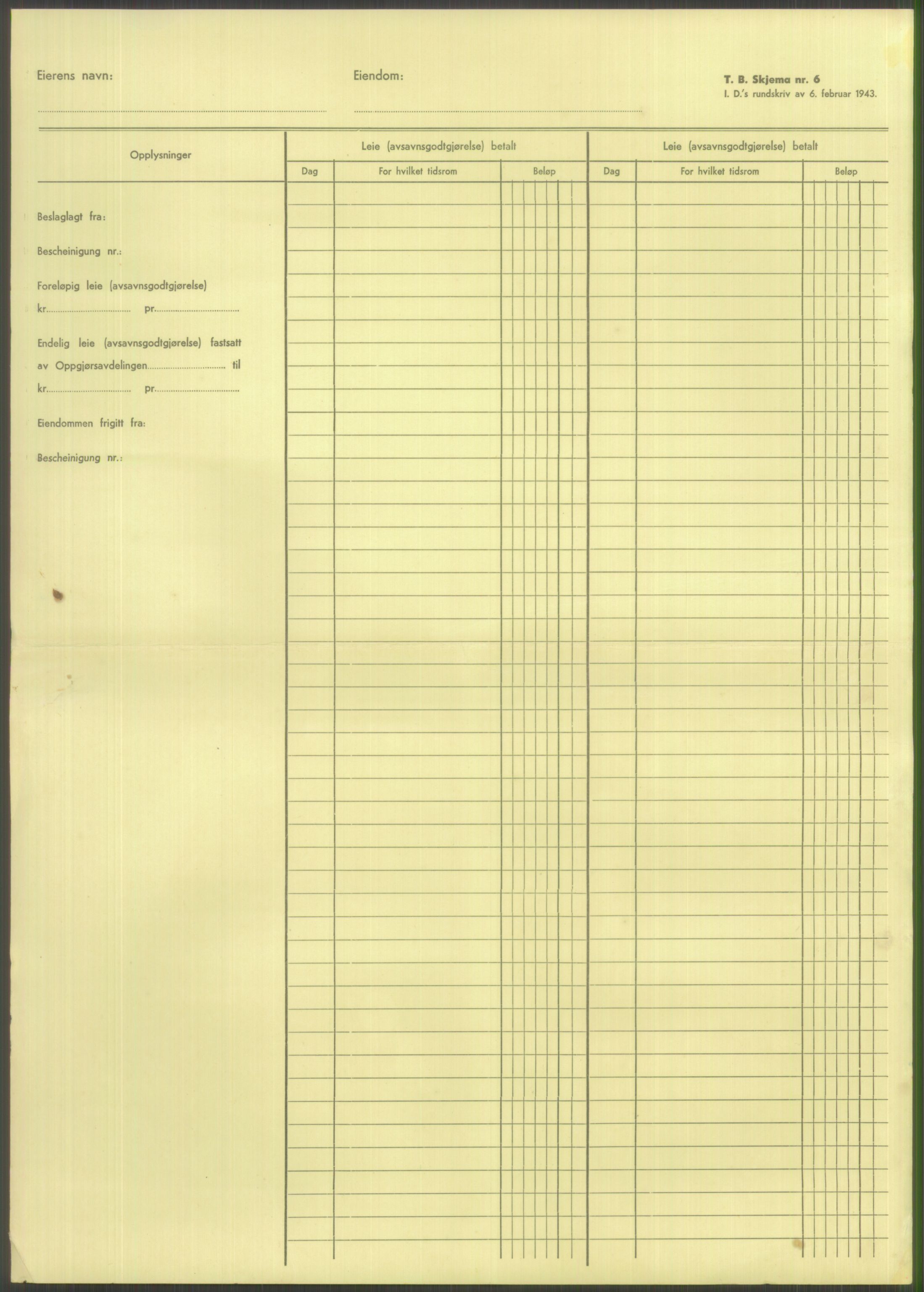 Forsvarsdepartementet, 10. kontor / Oppgjørskontoret, AV/RA-RAFA-1225/D/Db/L0176: Lista oppgjørskontor: Tyske beslagleggelser, 1941-1945, p. 4