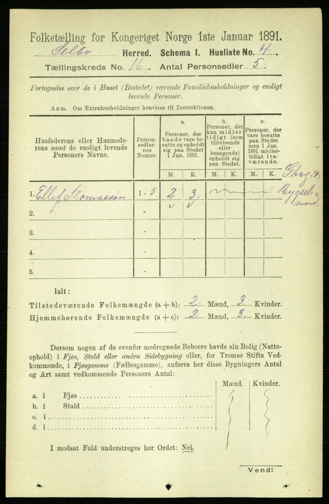 RA, 1891 census for 1664 Selbu, 1891, p. 5690