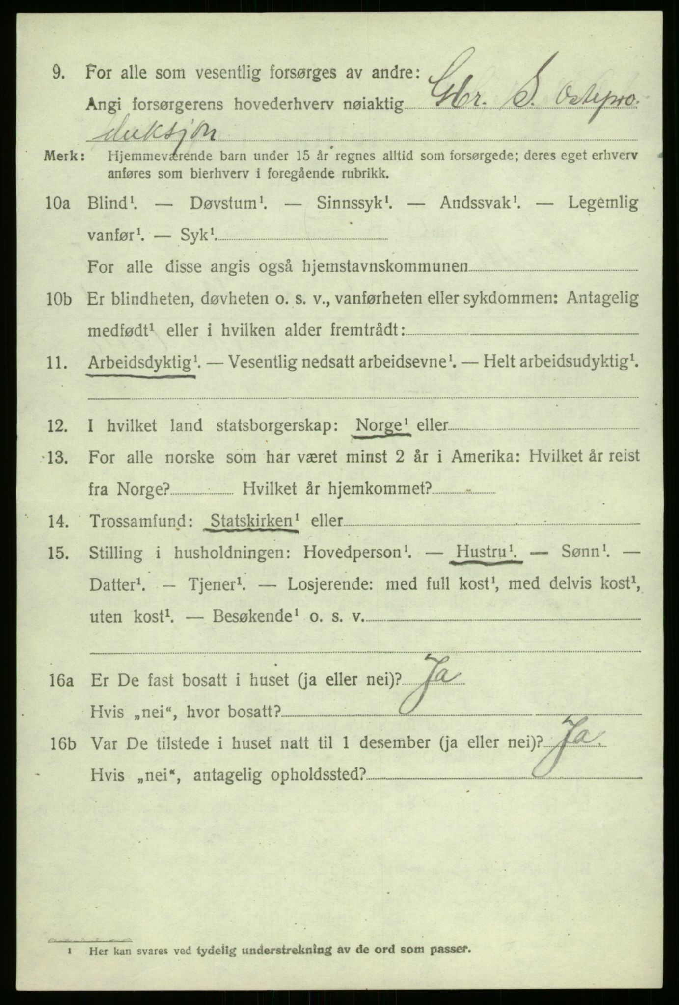 SAB, 1920 census for Årdal, 1920, p. 2782