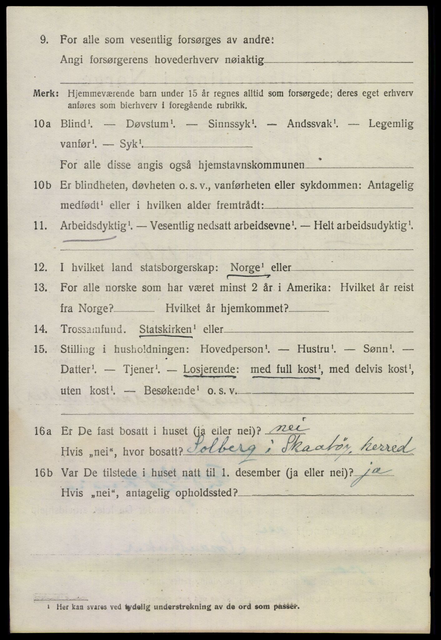 SAKO, 1920 census for Skåtøy, 1920, p. 3069