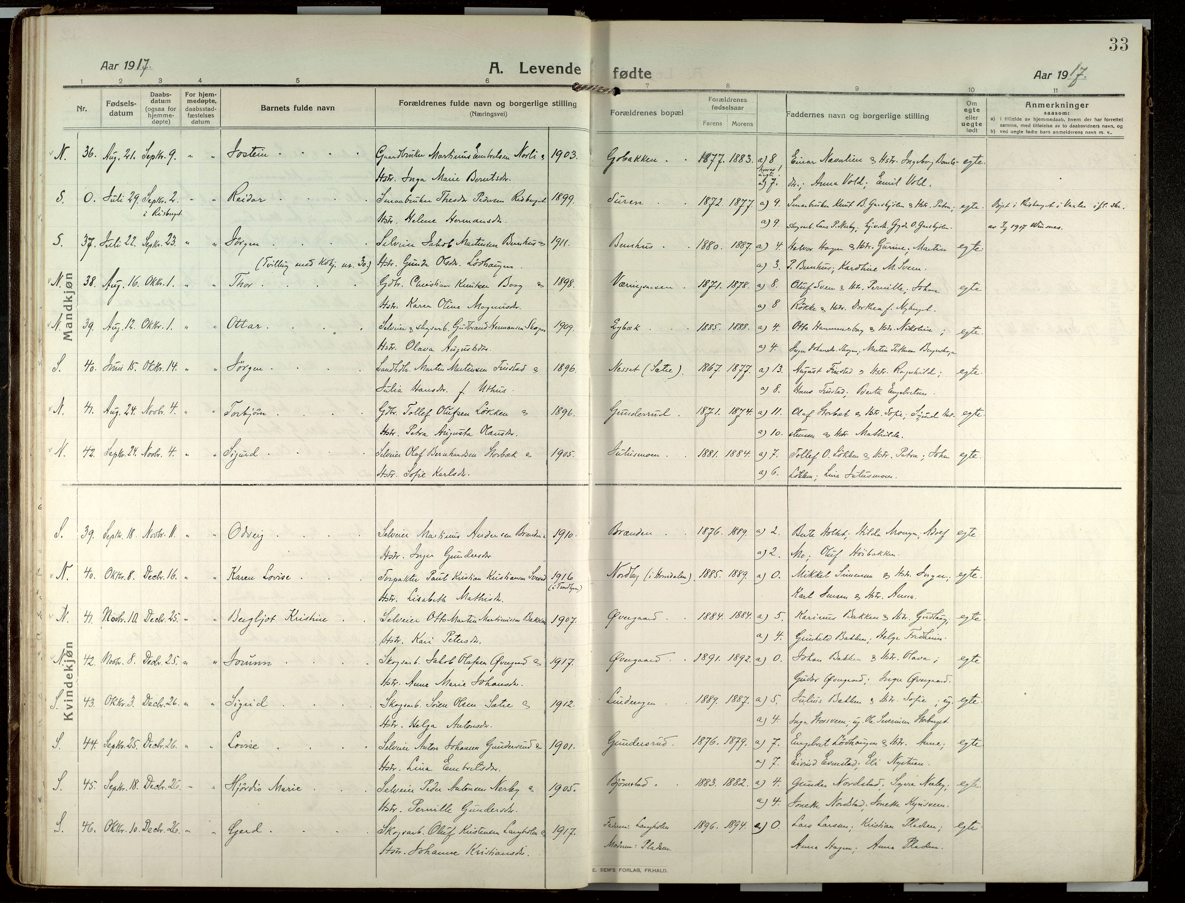 Elverum prestekontor, AV/SAH-PREST-044/H/Ha/Haa/L0022: Parish register (official) no. 22, 1913-1924, p. 33