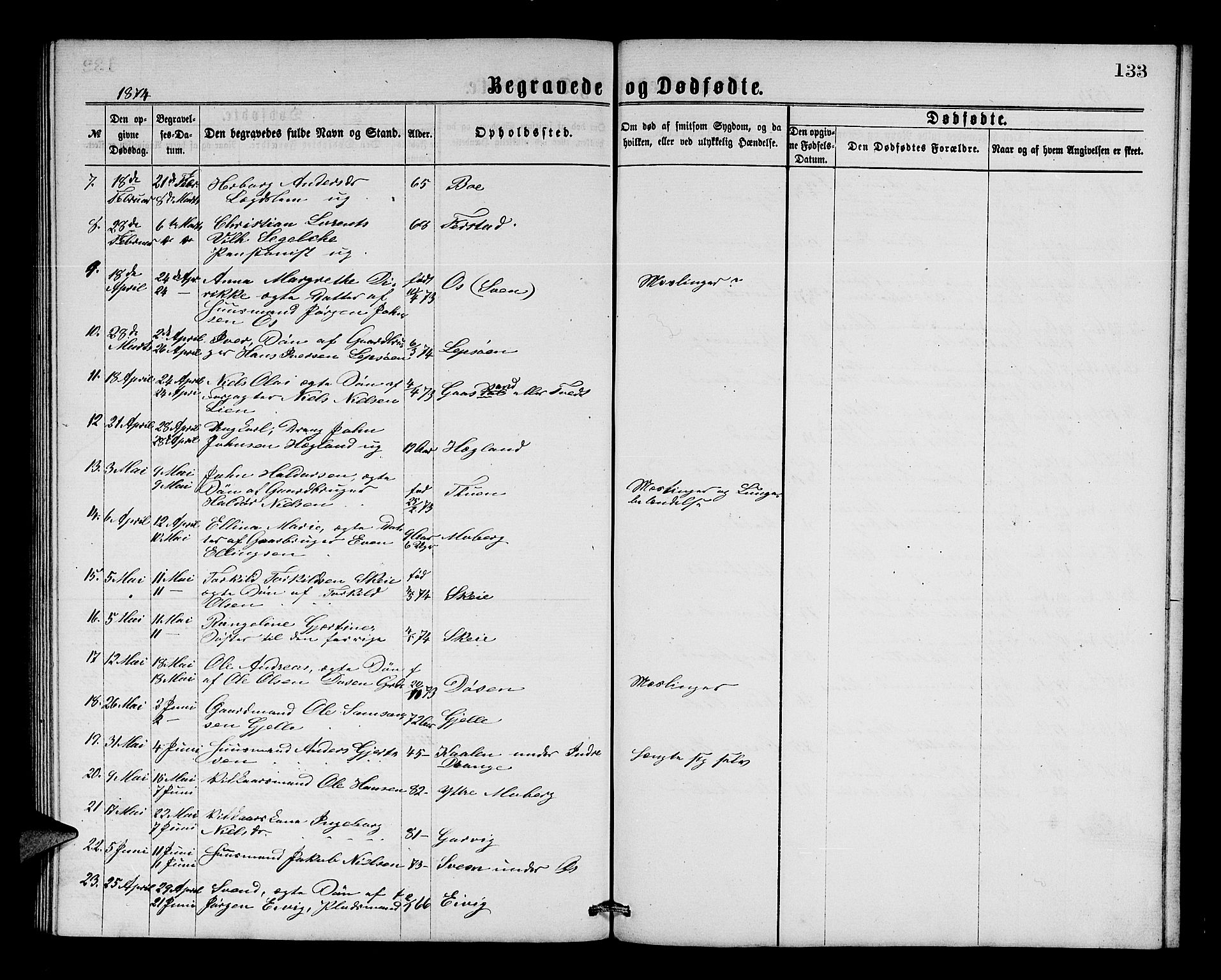 Os sokneprestembete, AV/SAB-A-99929: Parish register (copy) no. A 1, 1869-1879, p. 133